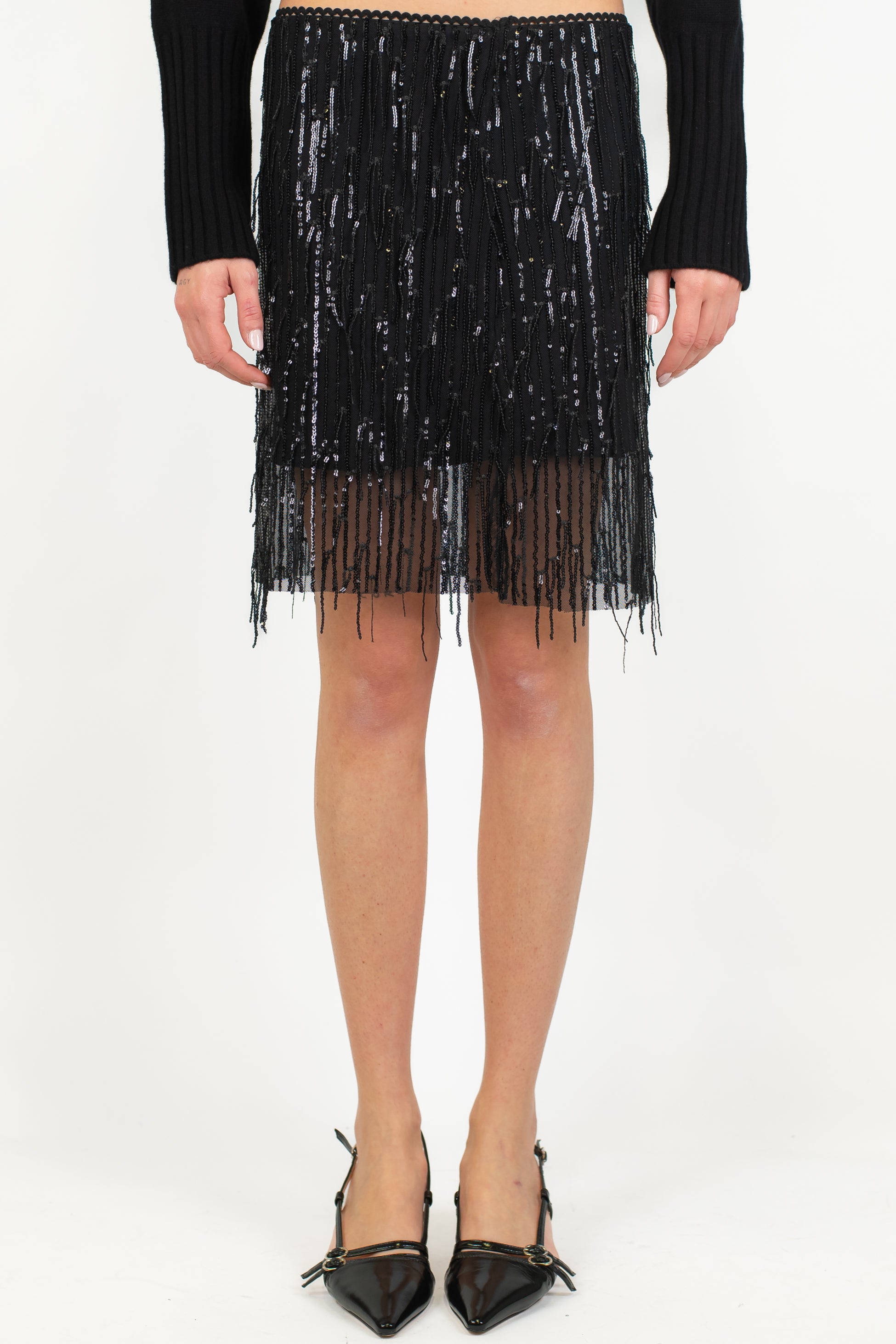Tensione in - Minigonna con frange paillettes
