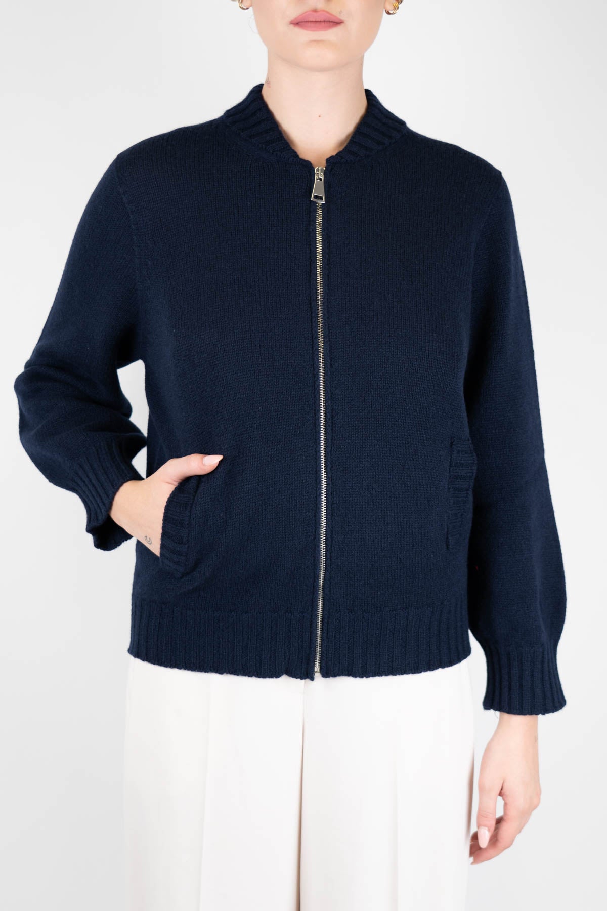 Tensione in - Bomberino con zip in misto cashmere