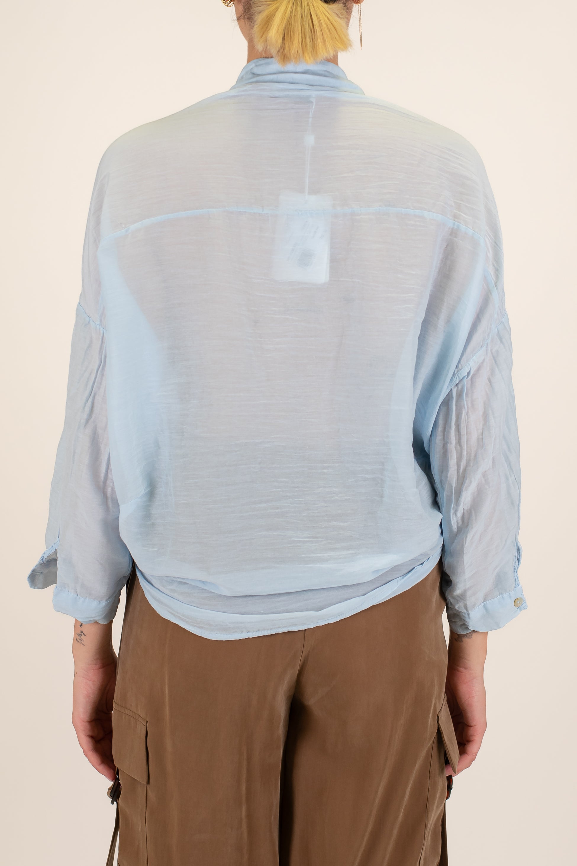 Motel - Camicia tinta unita in misto seta