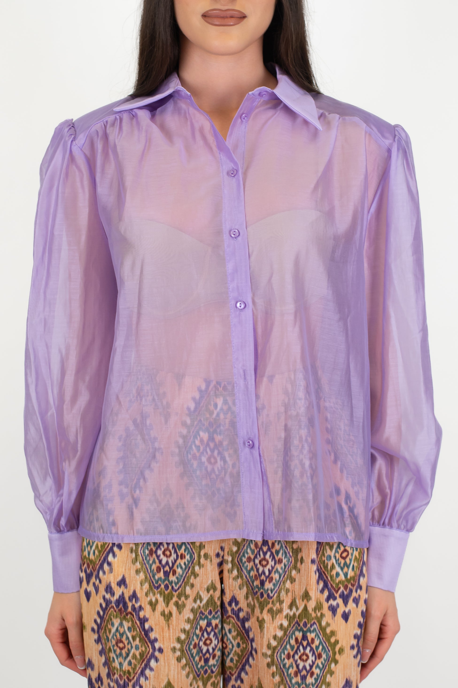 Motel - Camicia tinta unita in organza