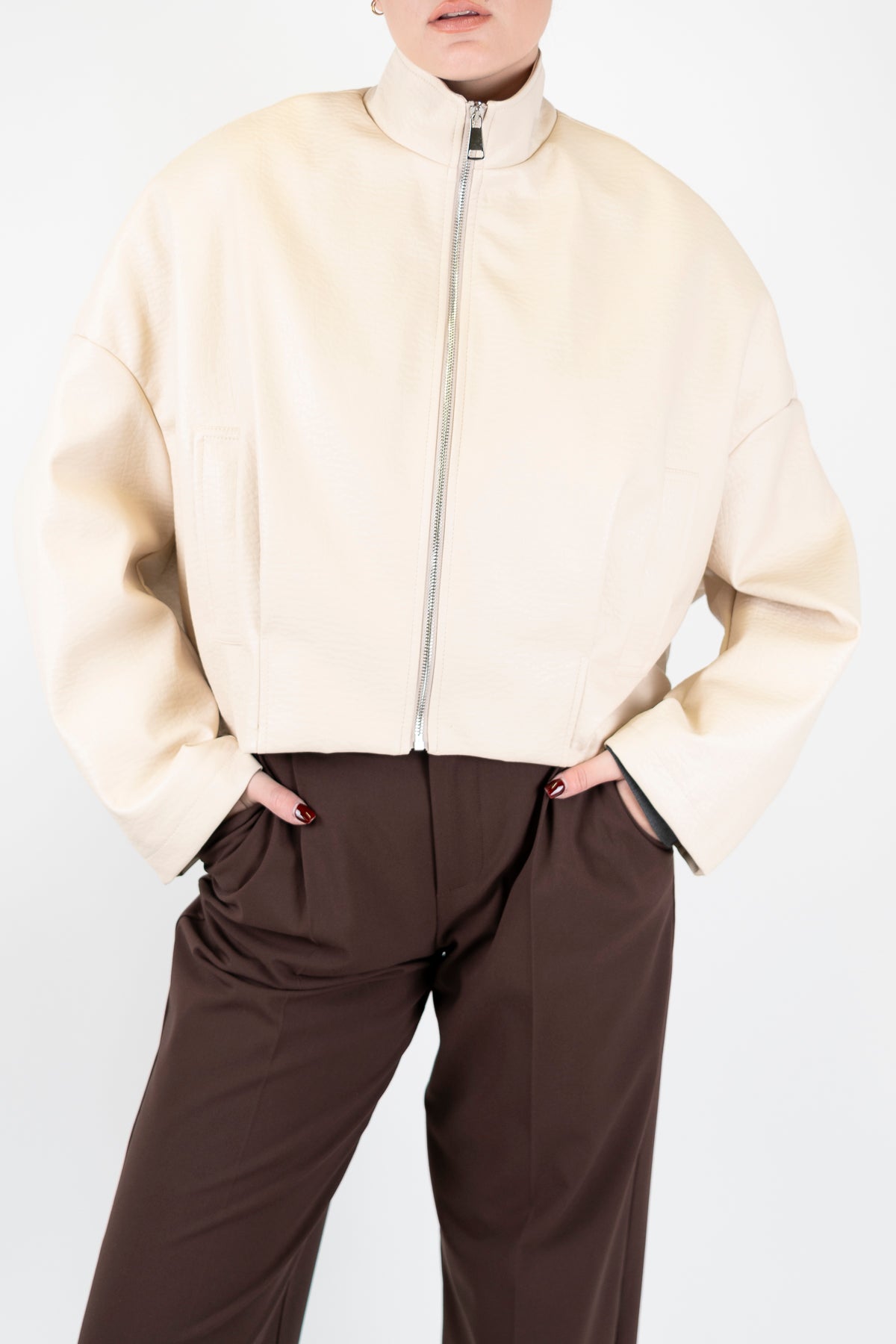 Dixie - Giubbino bomber in ecopelle con zip