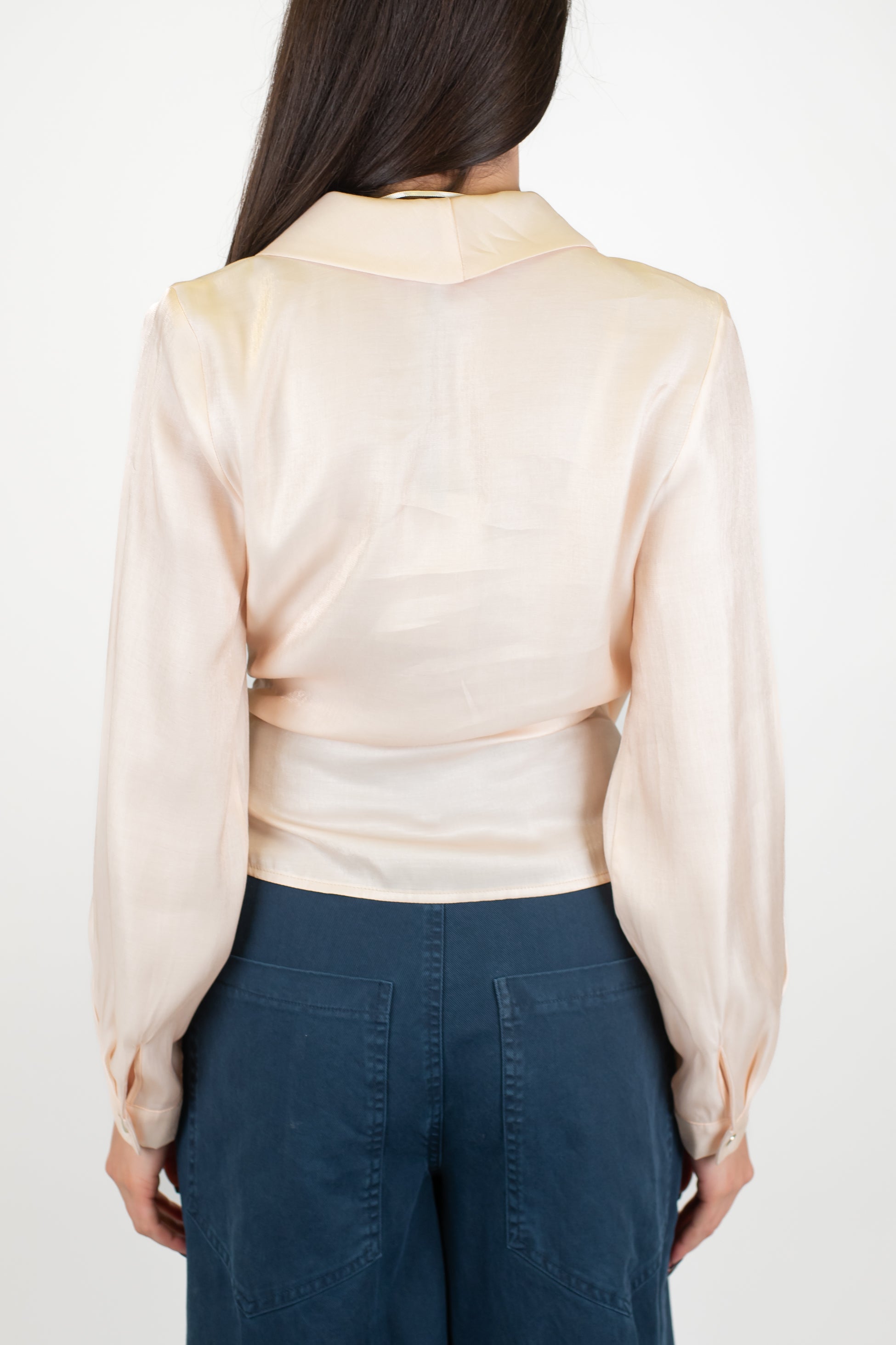 Maryley - Camicia a portafoglio in viscosa effetto laminato con zip laterale