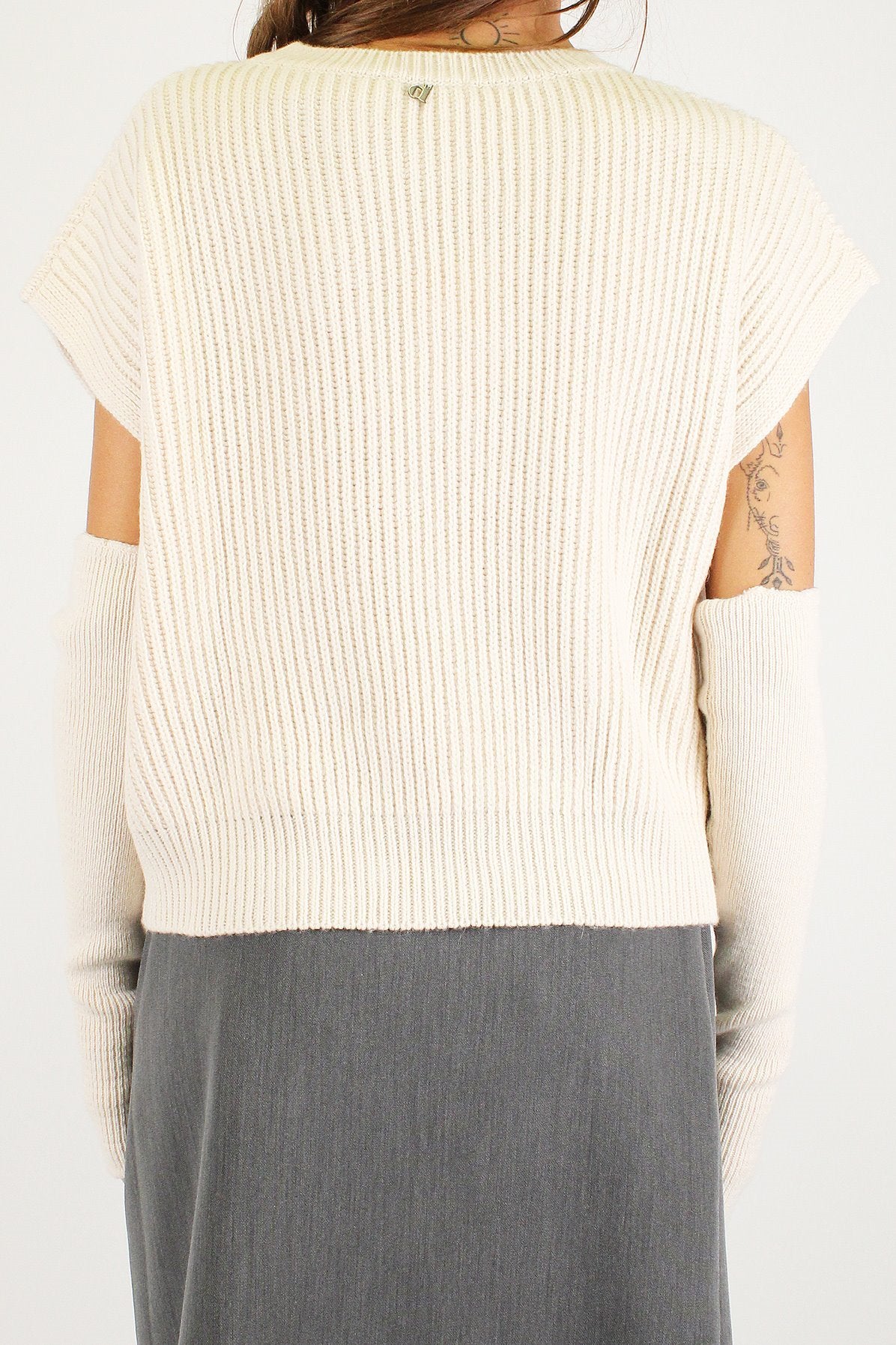 Dixie - Maglia girocollo a coste in misto lana con manicotti