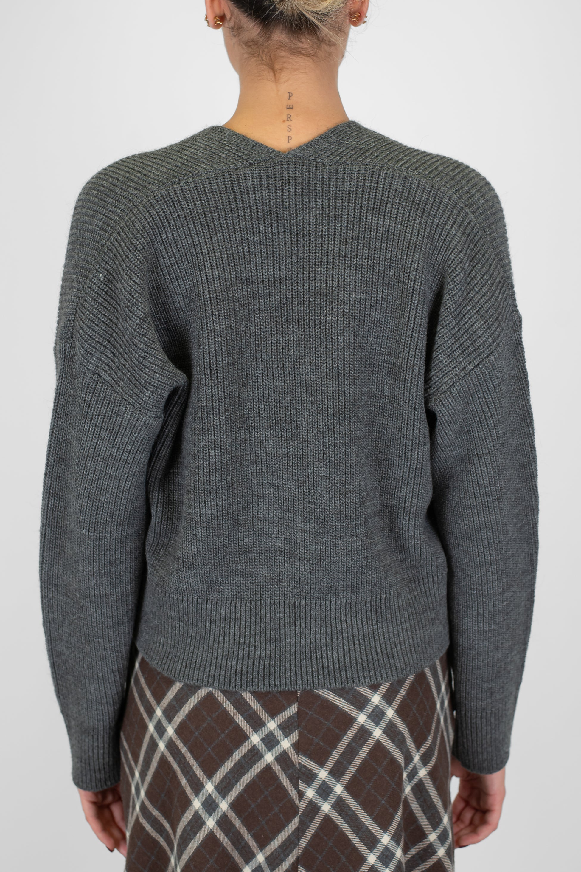 Haveone - Cardigan crop in misto lana scollo a V con chiusura ad incrocio