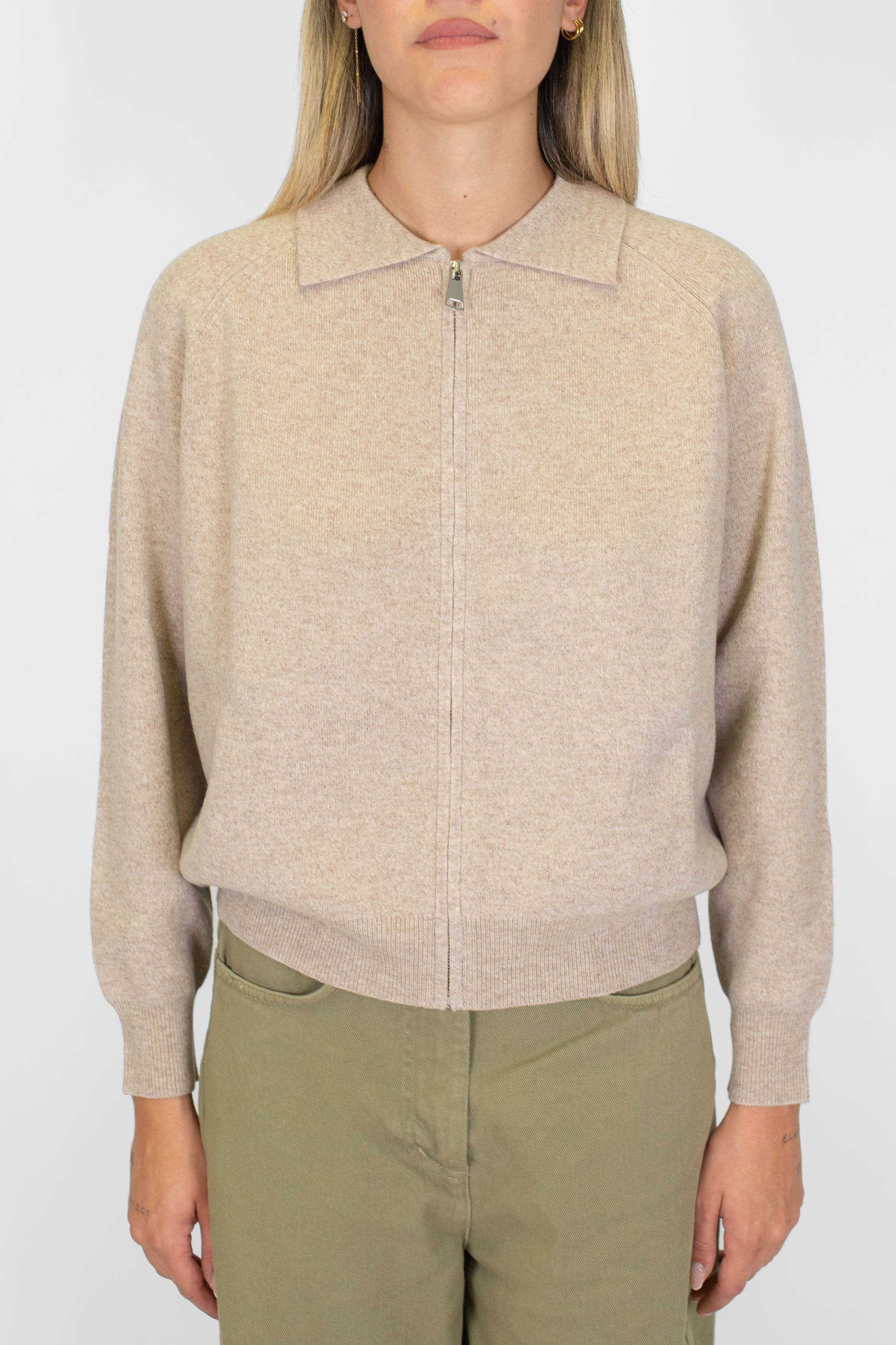 Tensione in - Cardigan in pura lana con chiusura zip