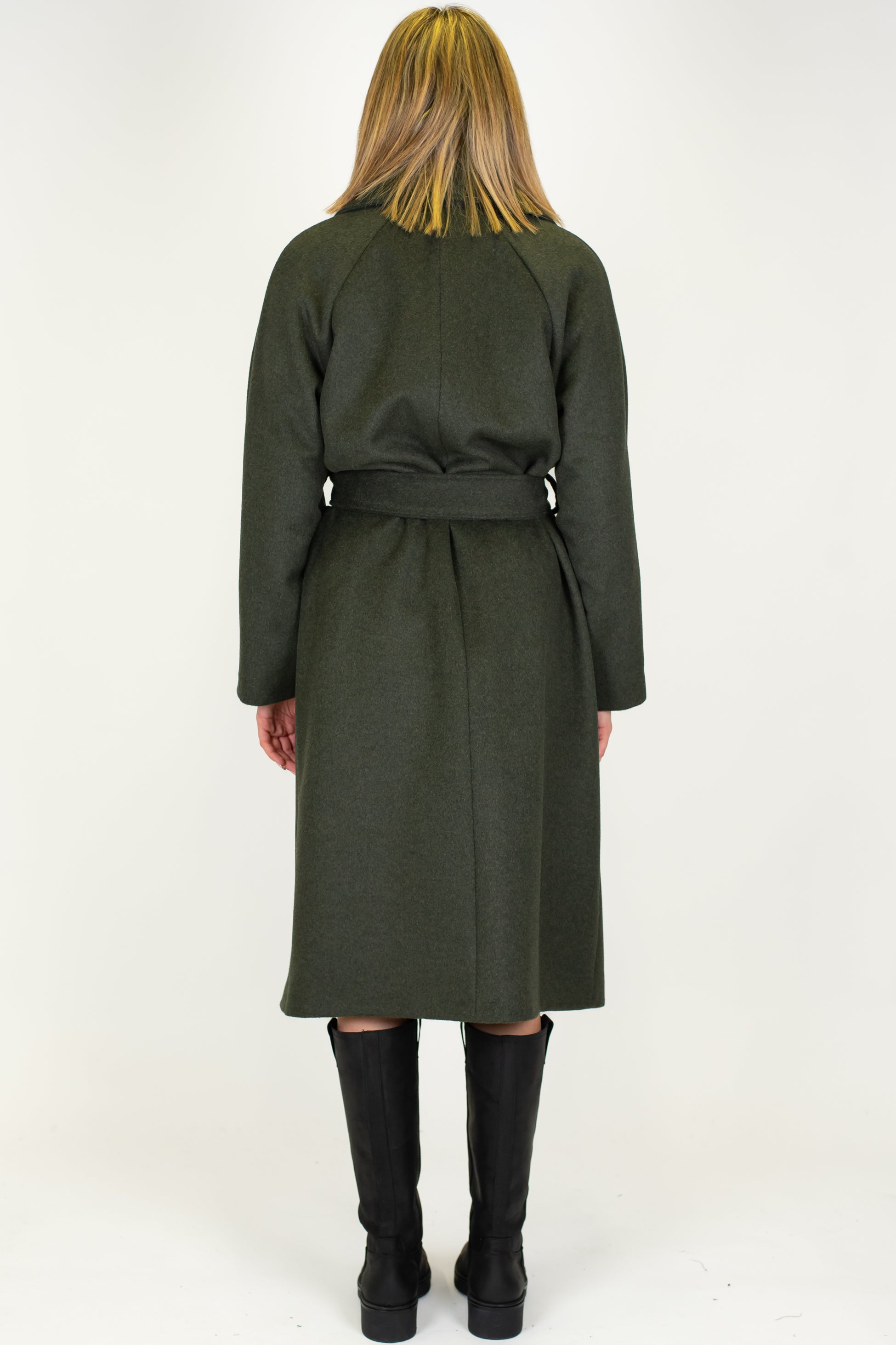 Tensione in - Cappotto lungo collo alto in misto lana con cintura in tessuto