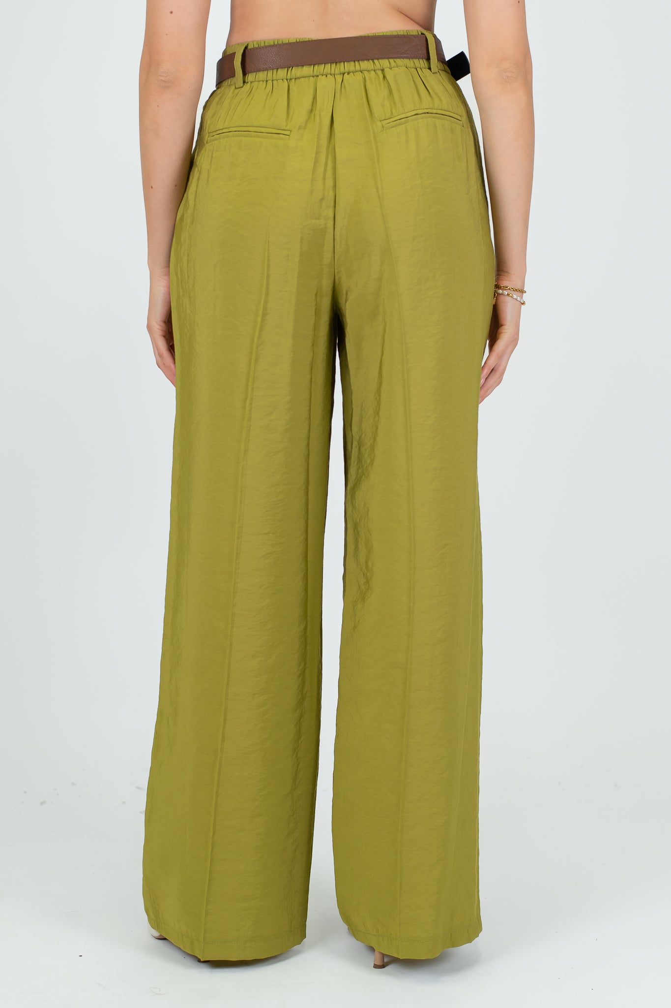 Haveone - Pantalone palazzo con elastico dietro e cintura