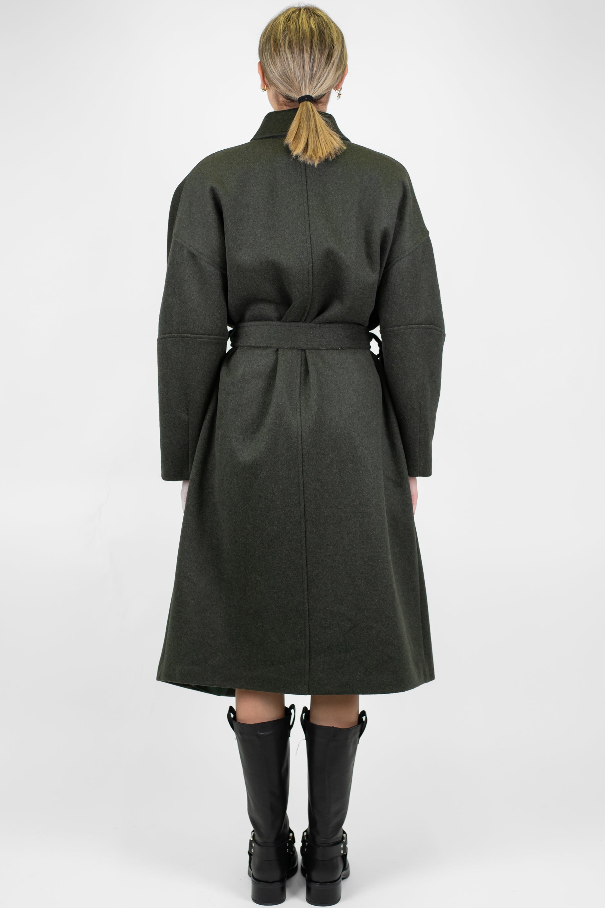 Motel - Cappotto in misto lana con tasconi e cintura in tessuto