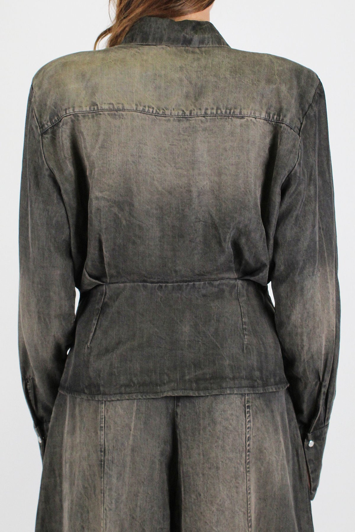 Motel - Camicia in lyocell effetto denim con spalline