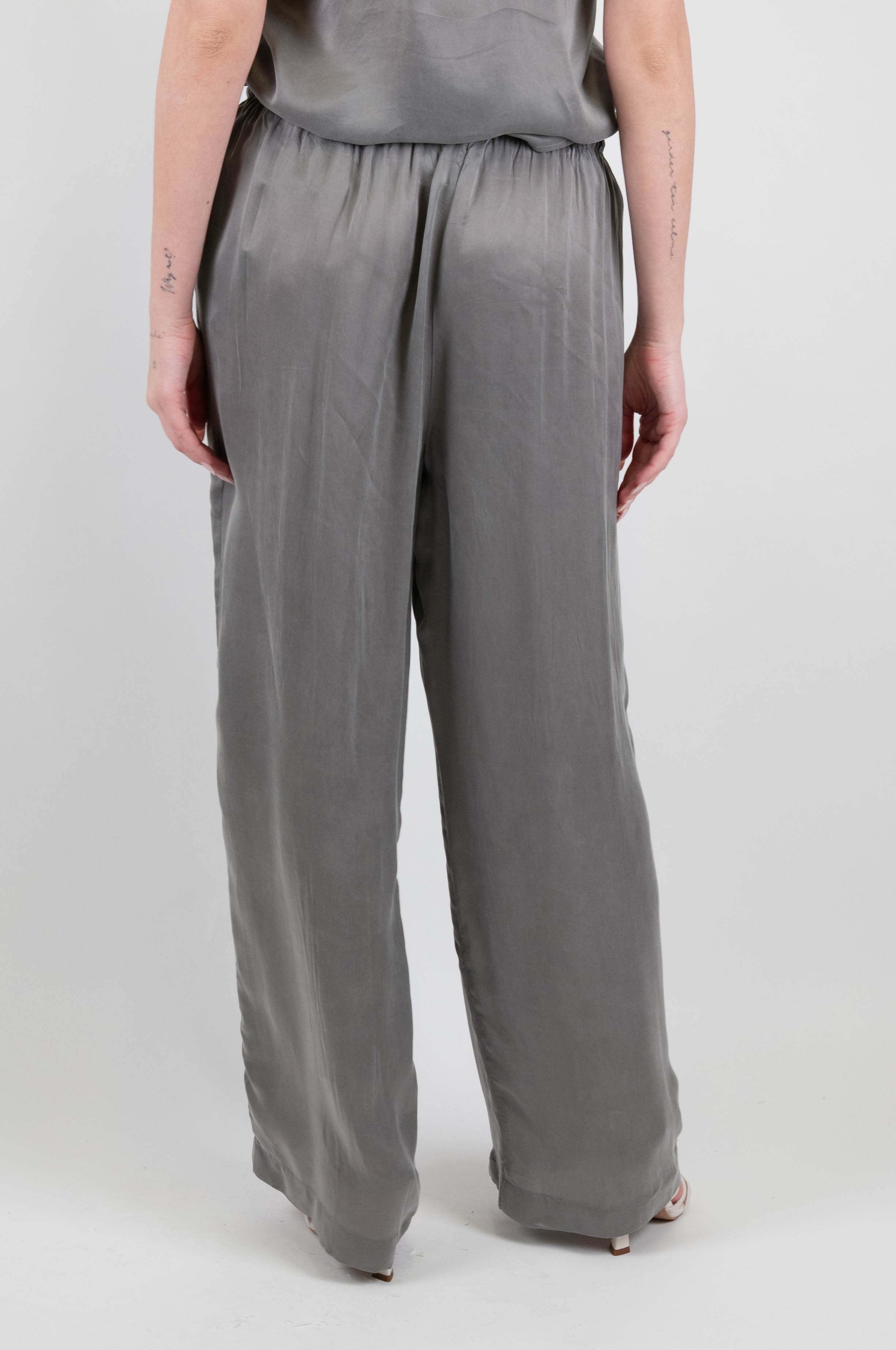 Tension in - Cupro palazzo trousers with drawstring