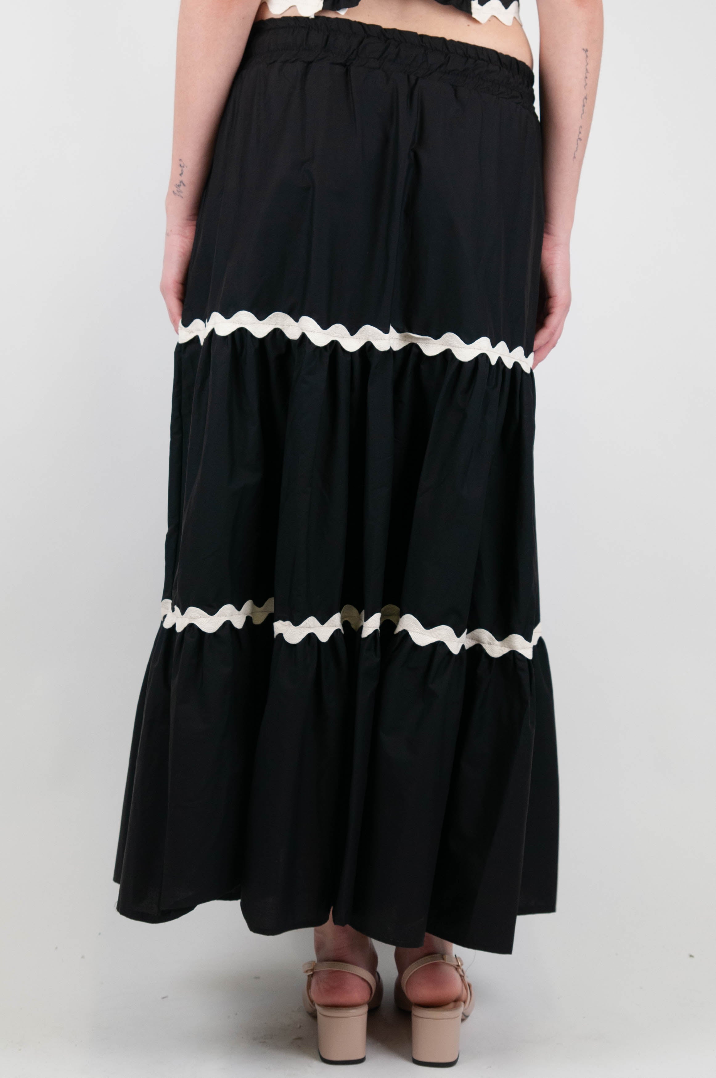 Tension in - Skirt with contrasting flounces and drawstring