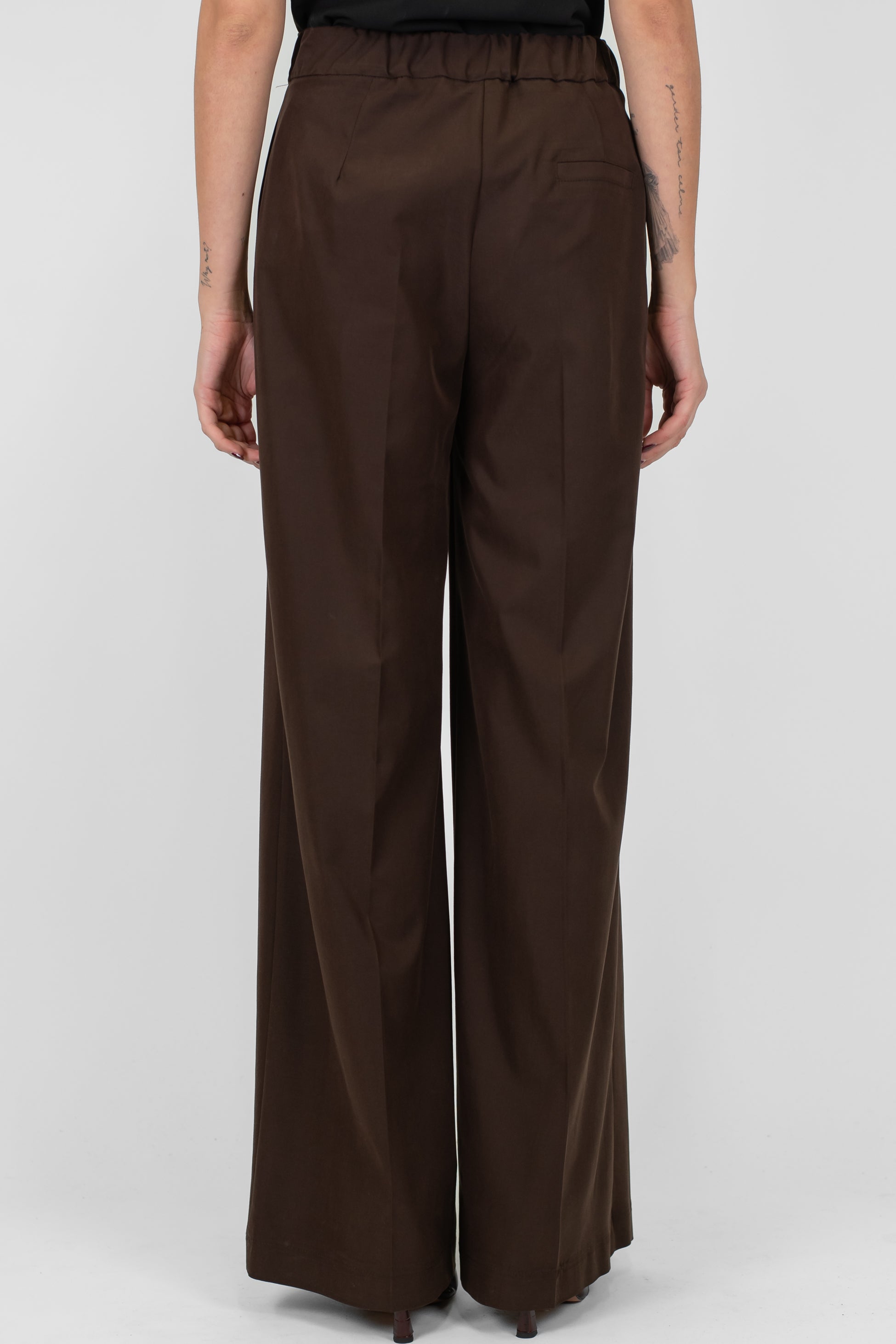 Maryley - Pantalone palazzo in tencel con elastico sul retro