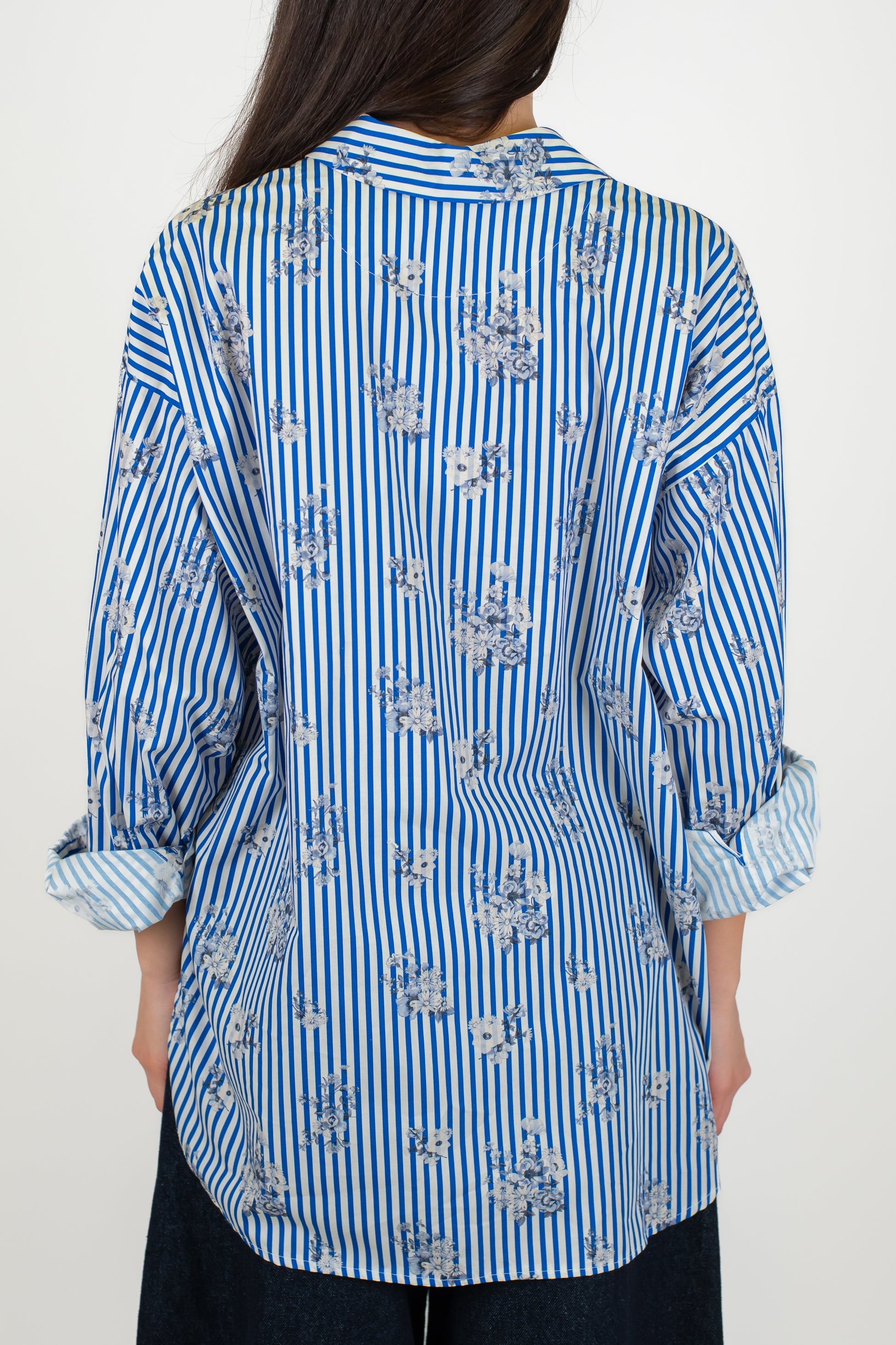 Motel - Camicia over fantasia a righe con dettagli floreali