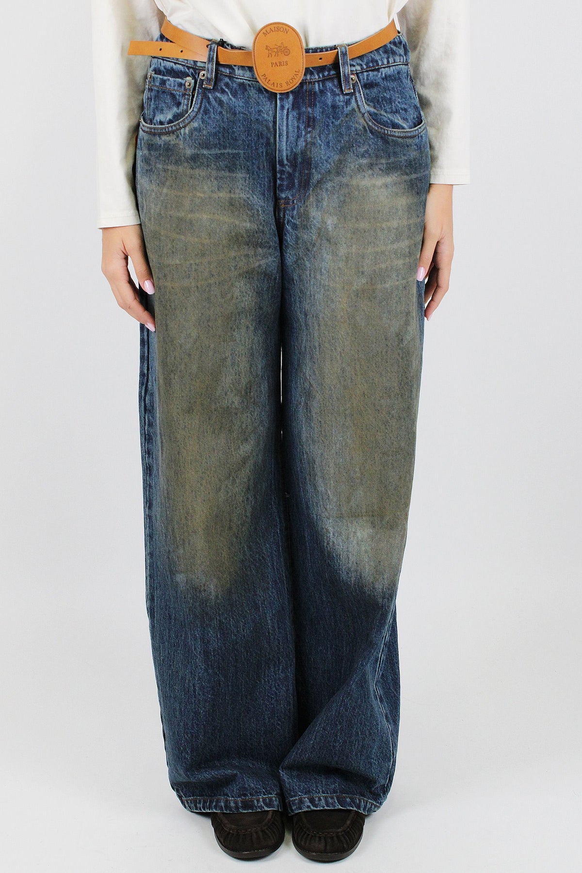 Tensione in - Jeans palazzo sabbiato