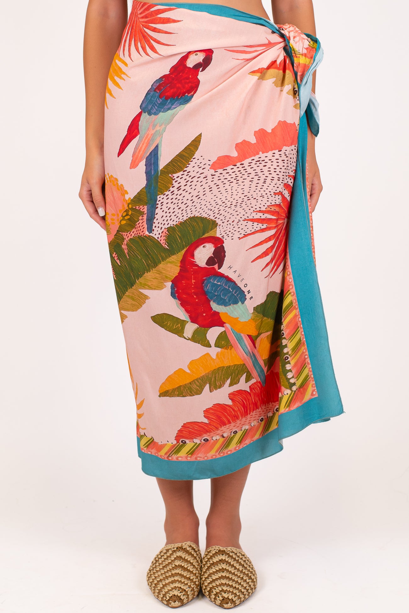 Haveone - Gonna pareo in viscosa leggera fantasia pappagalli