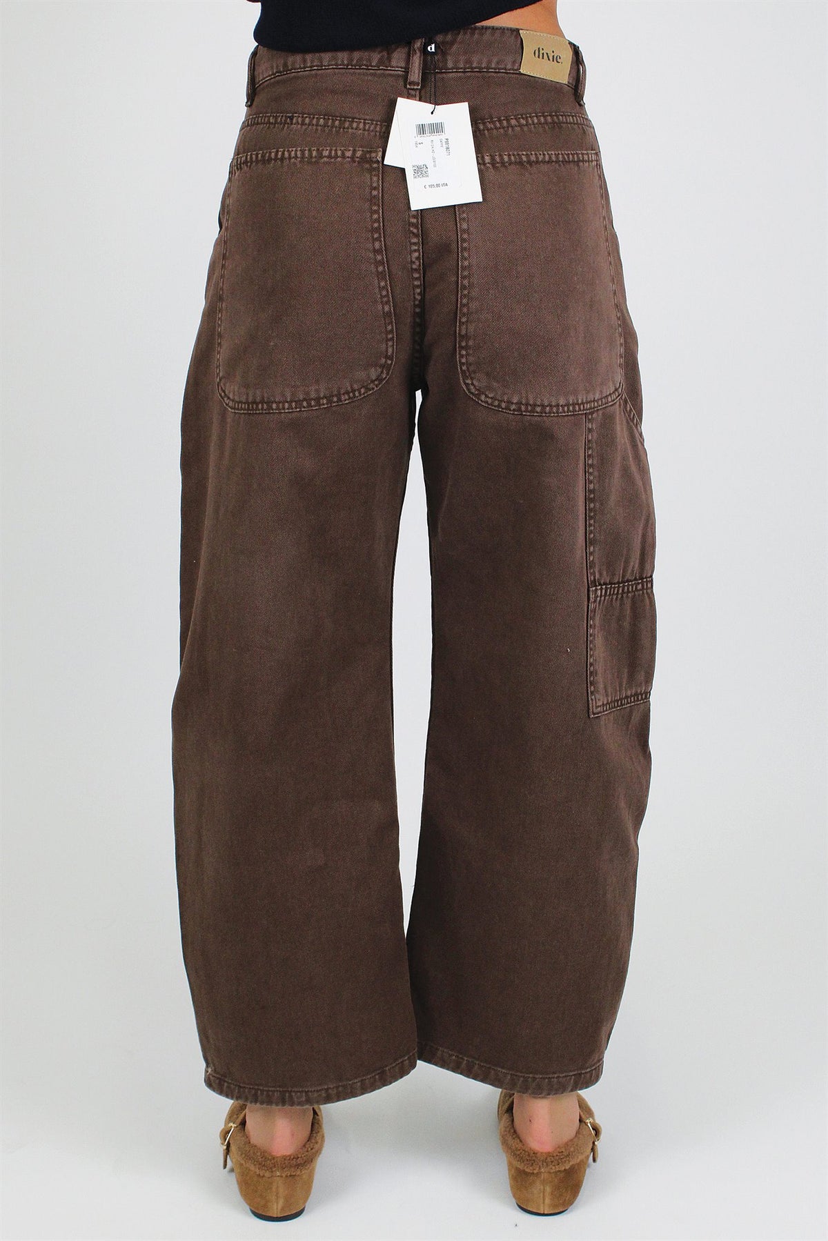 Dixie - Pantalone balloon in denim colorato con cuciture sovrapposte