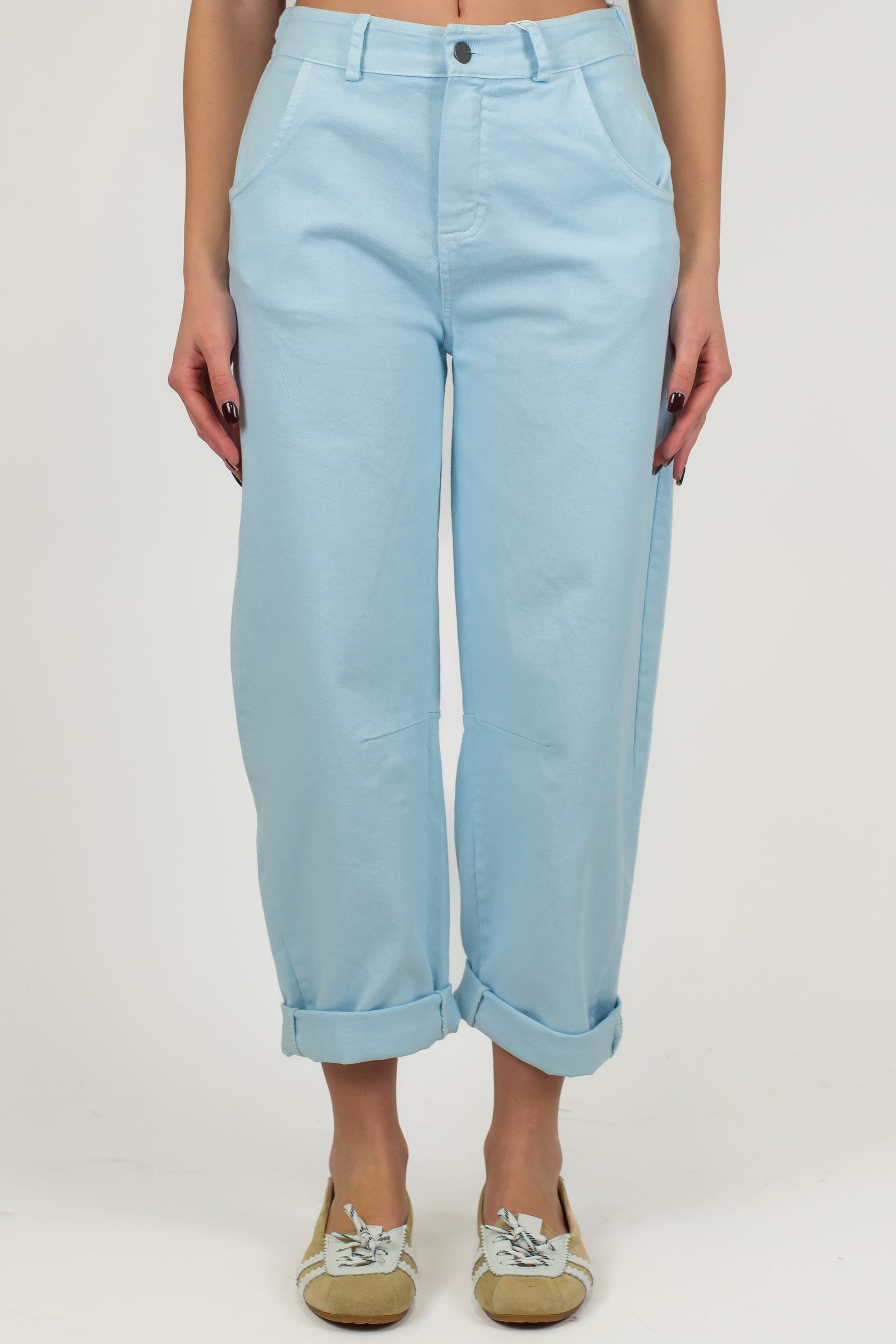 Motel - Pantalone balloon in denim colorato con elastico sul retro