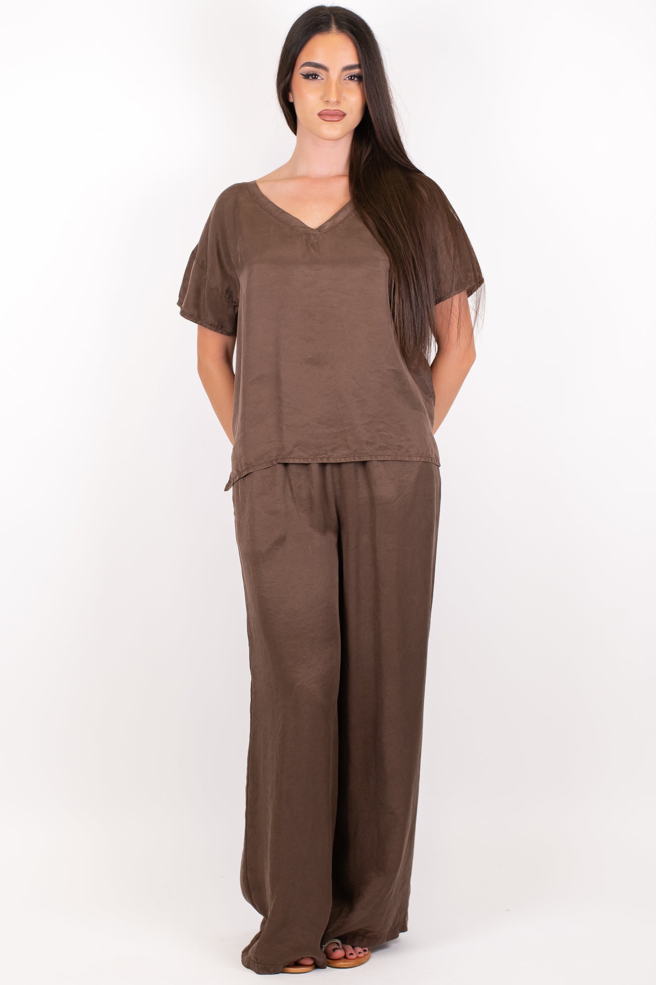 Tensione in - Pantalone palazzo in lyocell mano cupro con elastico in vita