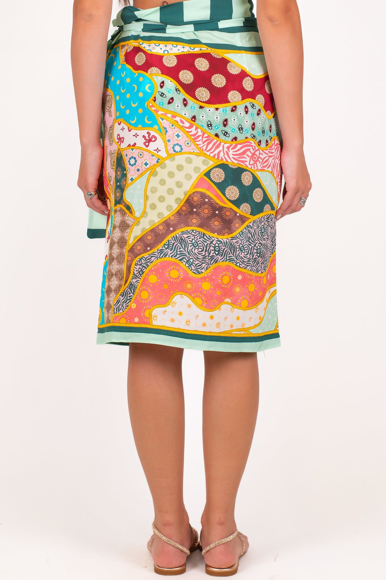 Dixie - Gonna pareo in viscosa leggera fantasia multicolor