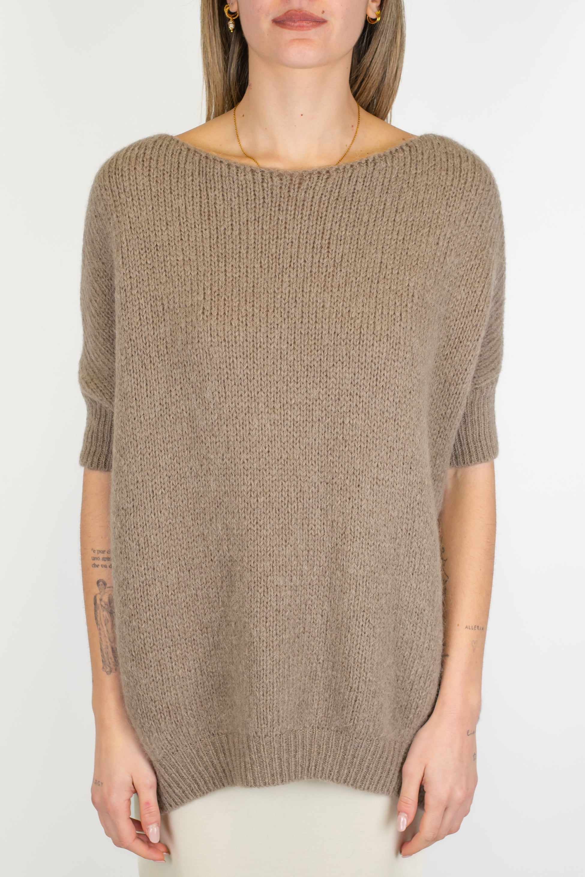 Imperial - Maglia mezzamanica scollo a barca in misto lana