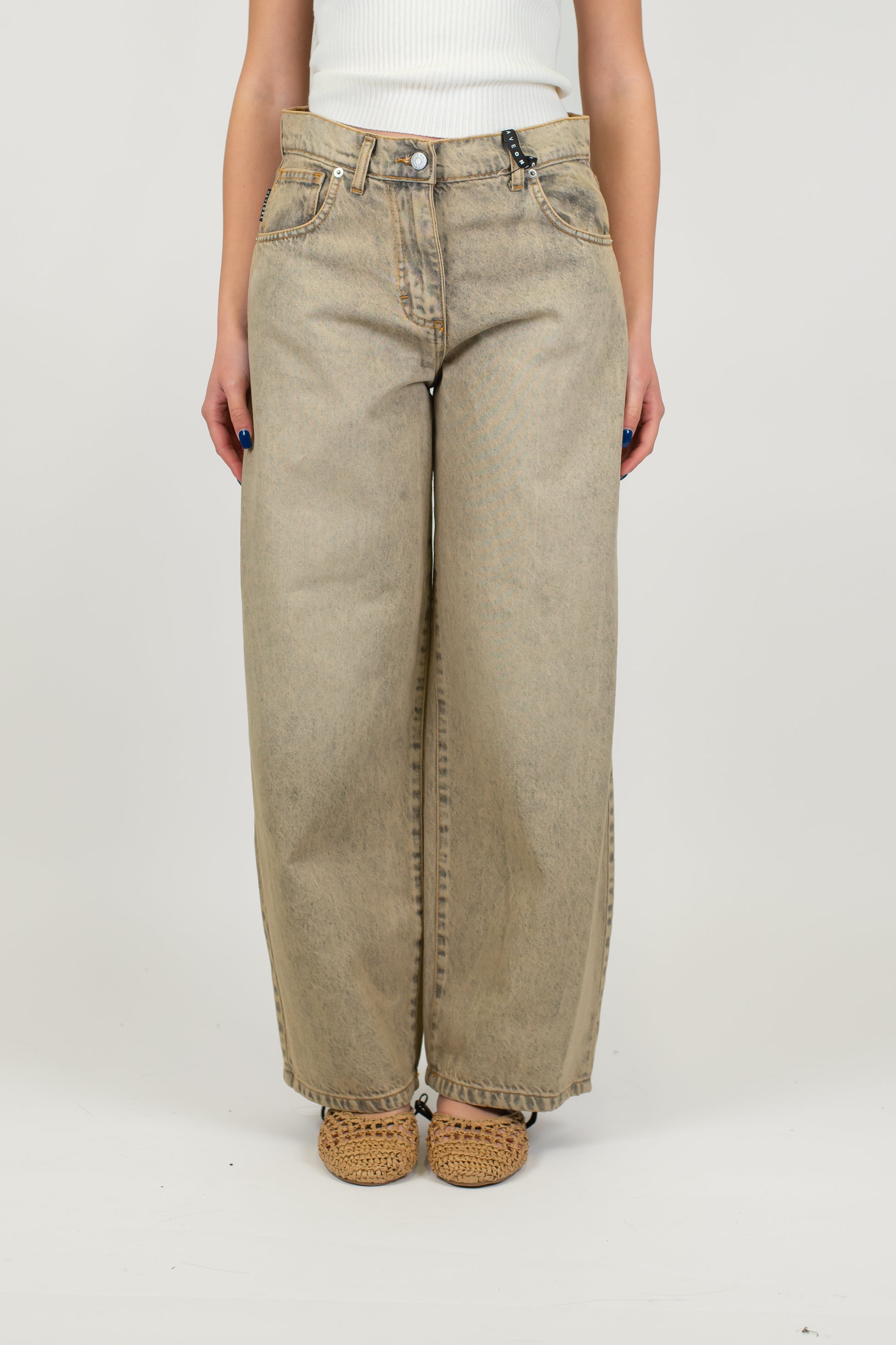 Haveone - Jeans palazzo lavaggio sabbiato modello Bella