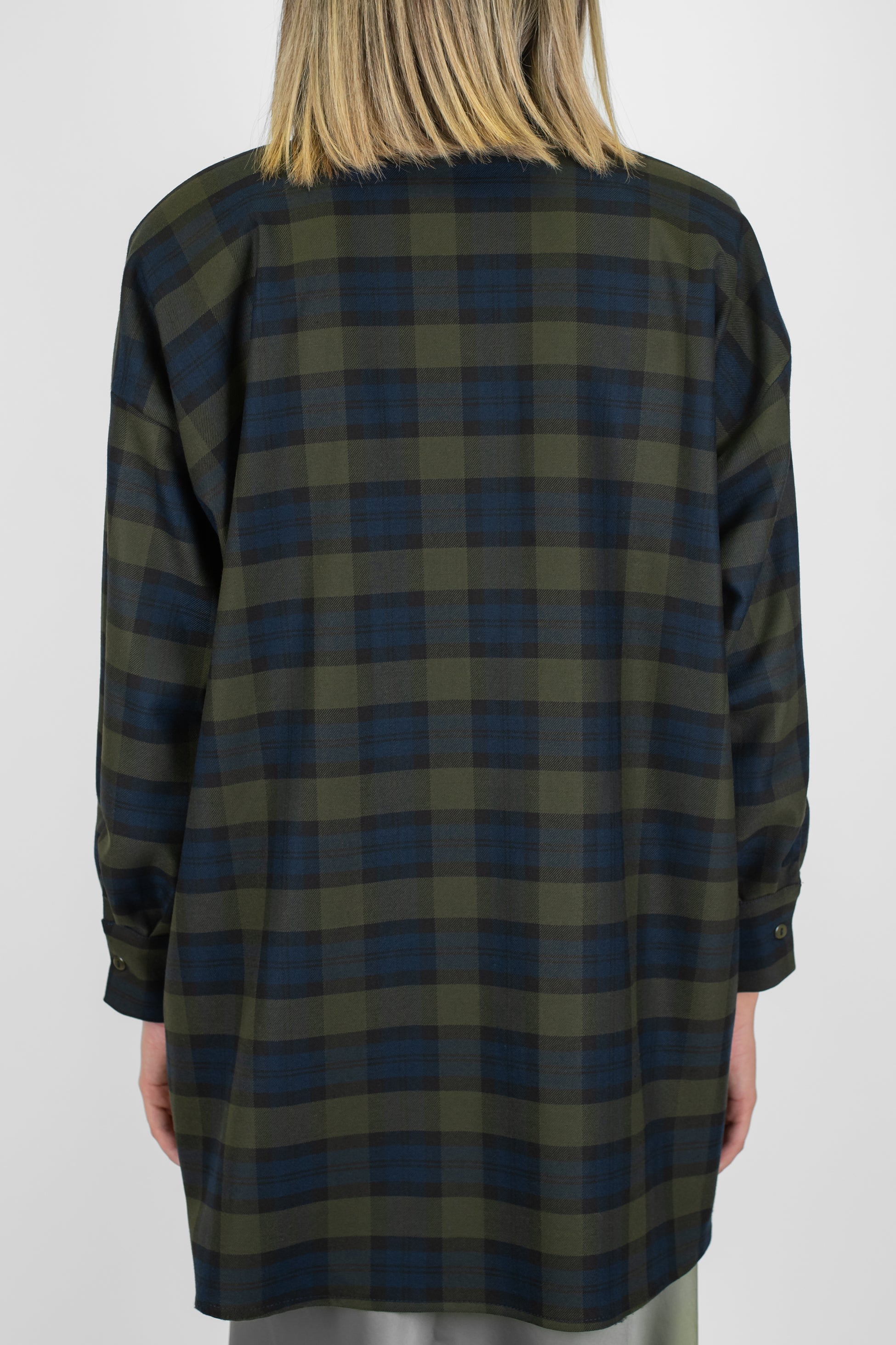 Motel - Camicia fantasia check con cravatta al collo