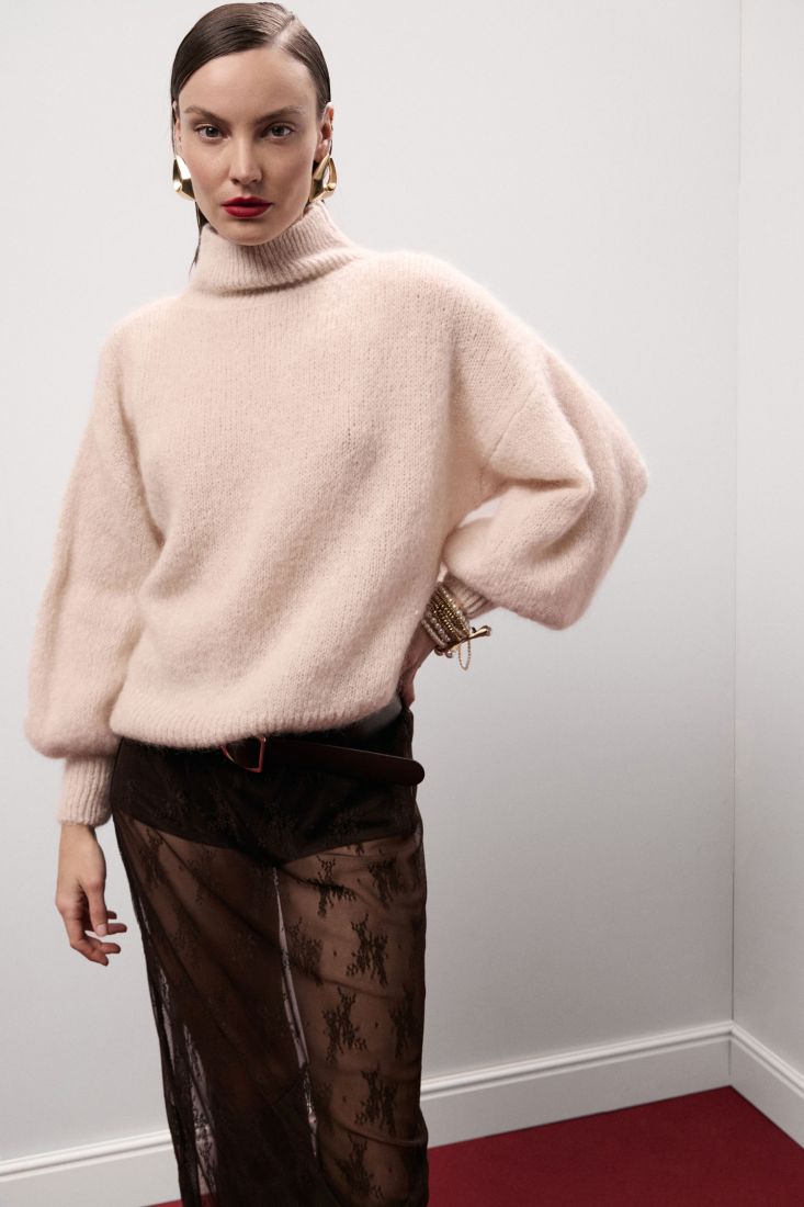 Dixie - Maglione a collo alto maniche lunghe ampie in mohair