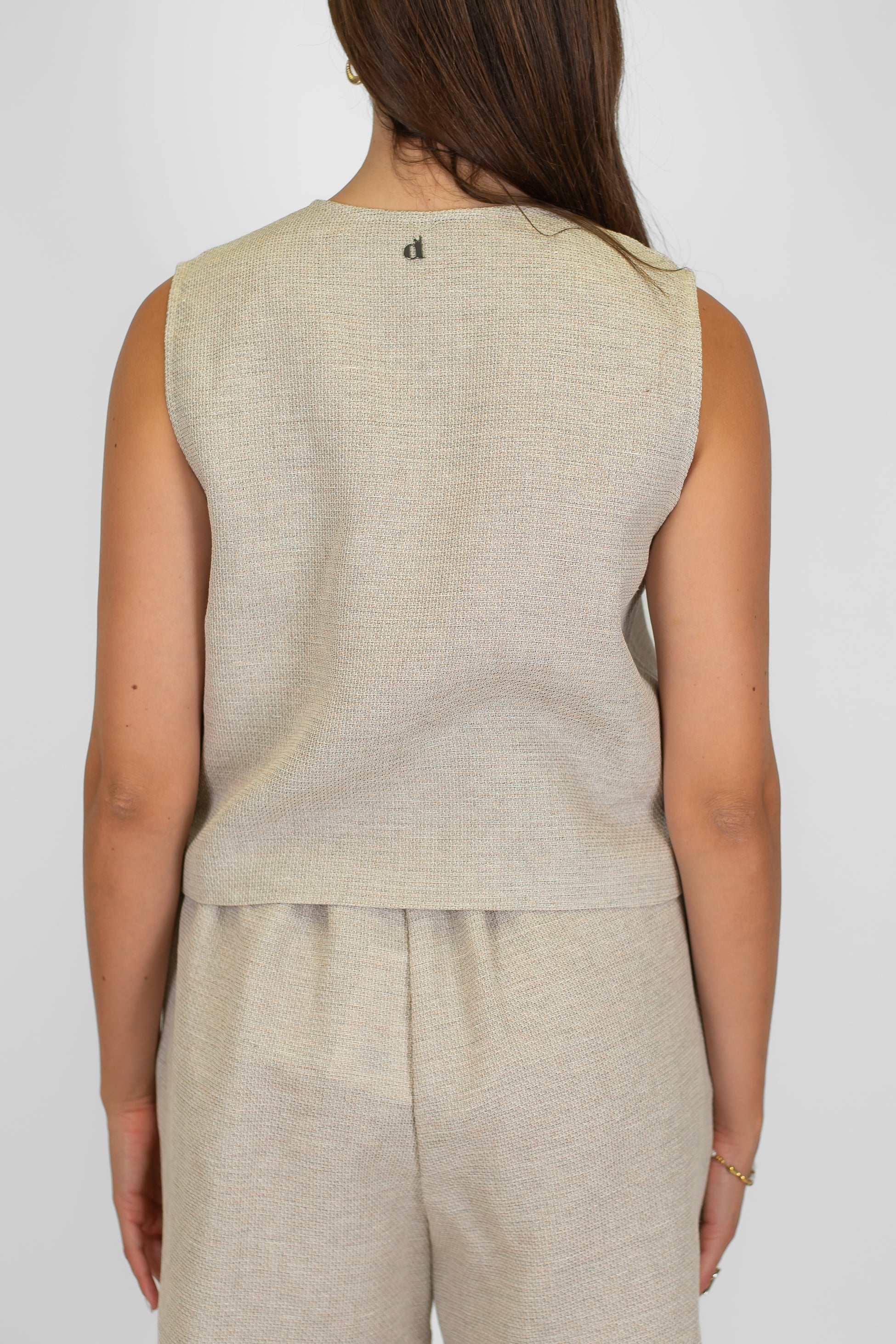 Dixie - Gilet in misto lino con chiusura con lacci