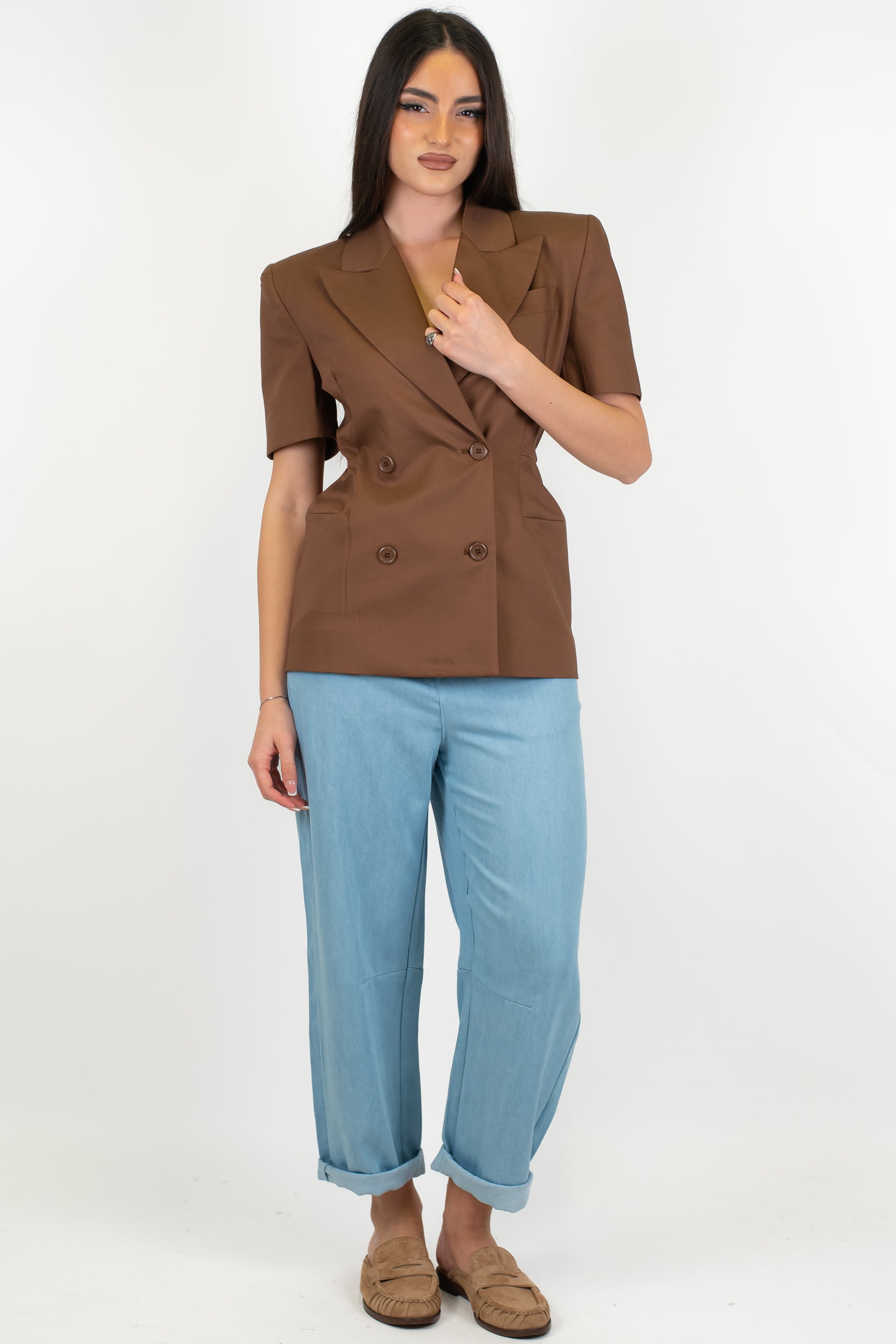 Haveone - Pantalone regular crop in lyocell efetto denim