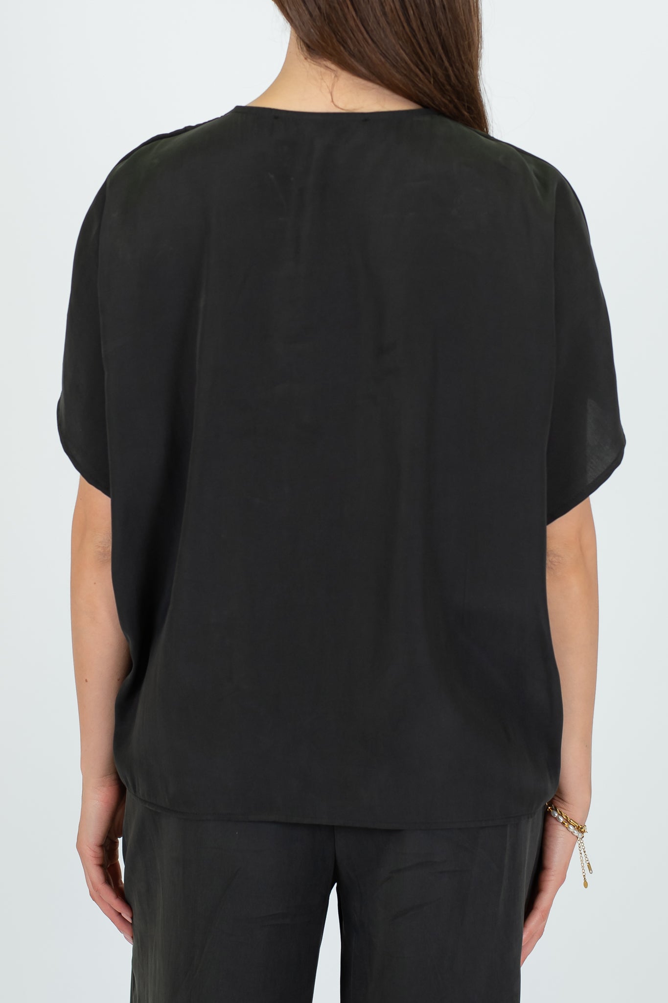 Haveone - Coordinato blusa scollo V e pantalone palazzo in cupro