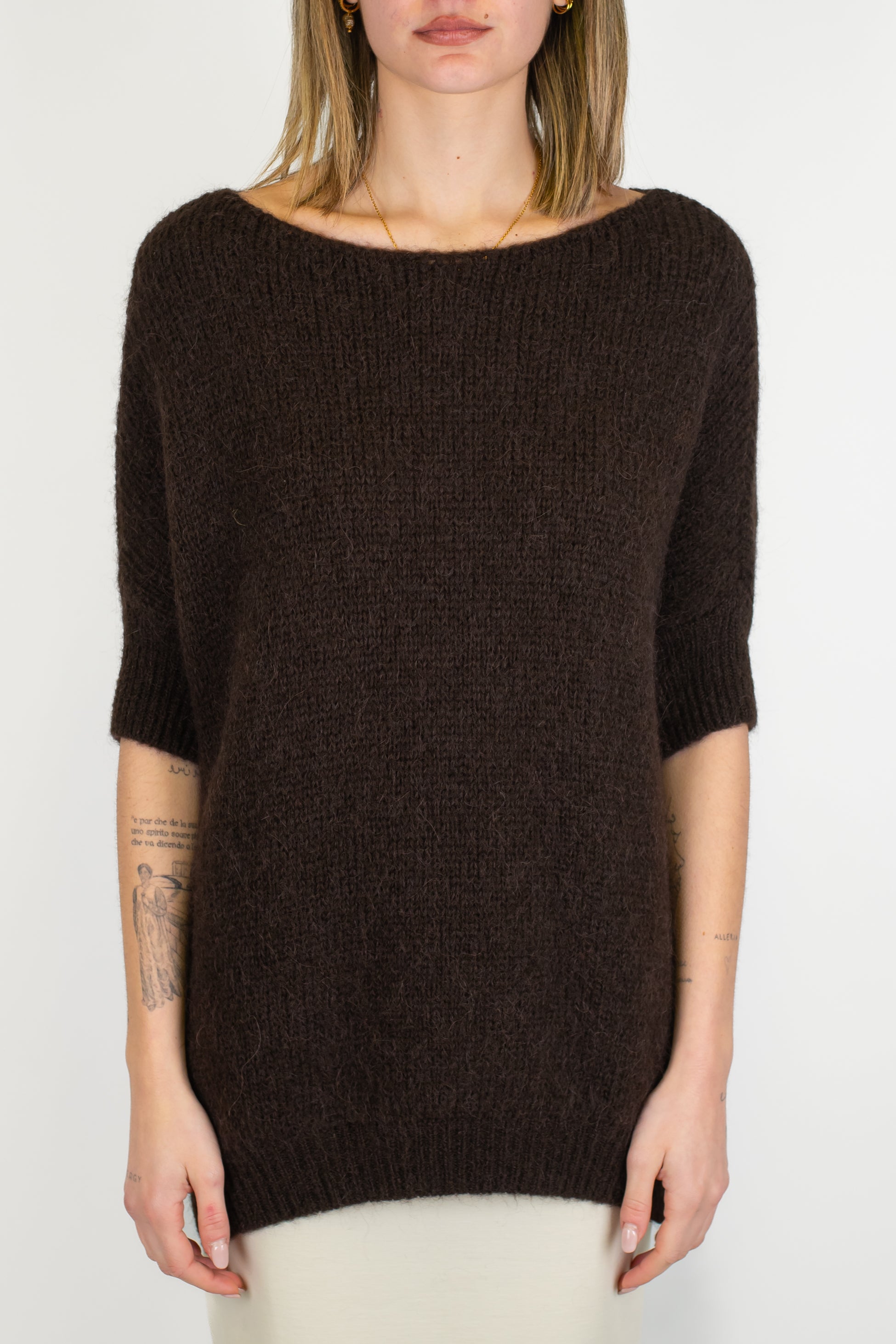 Imperial - Maglia mezzamanica scollo a barca in misto lana