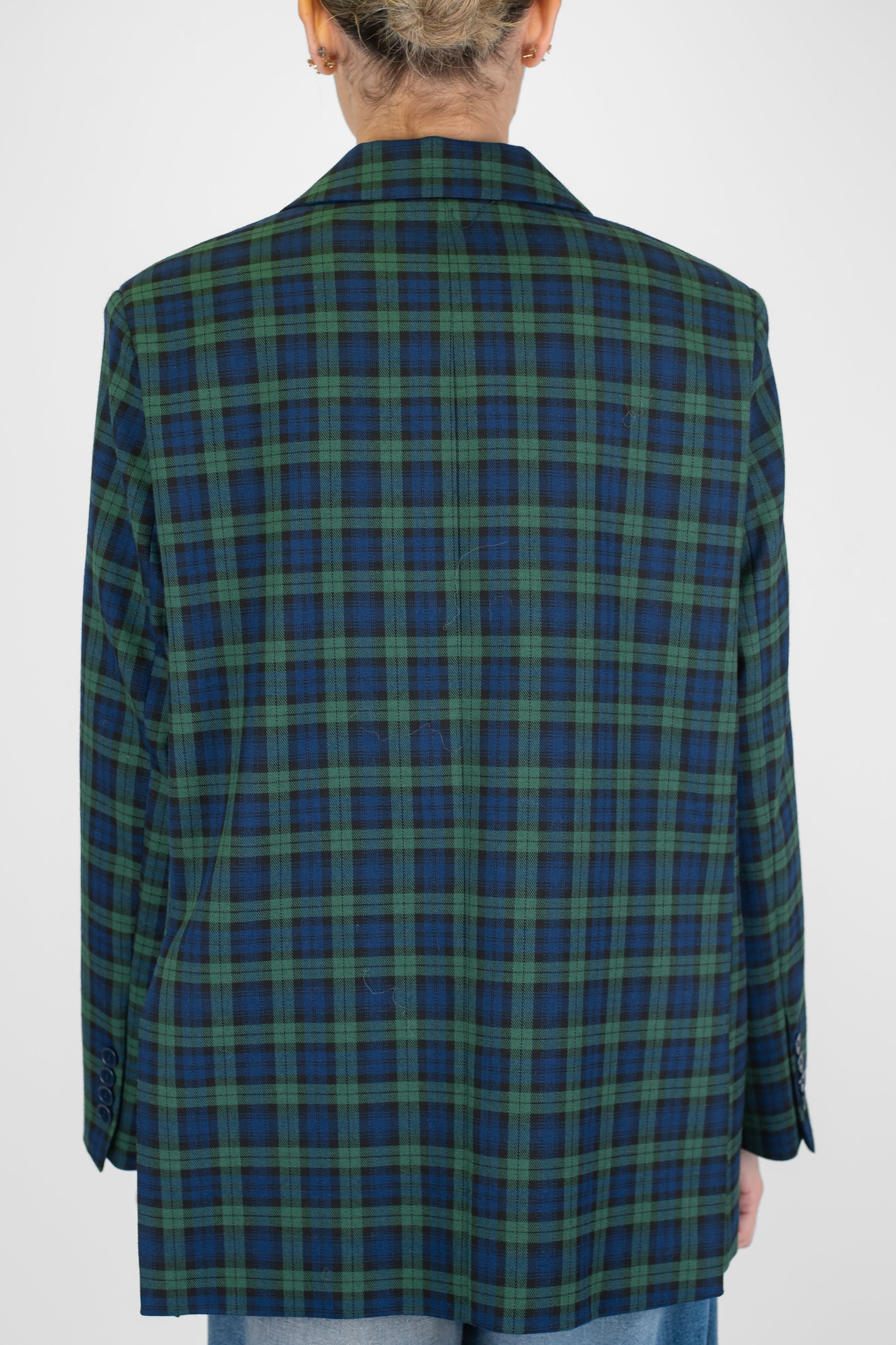 Motel - Giacca fantasia quadri con spalline e spille