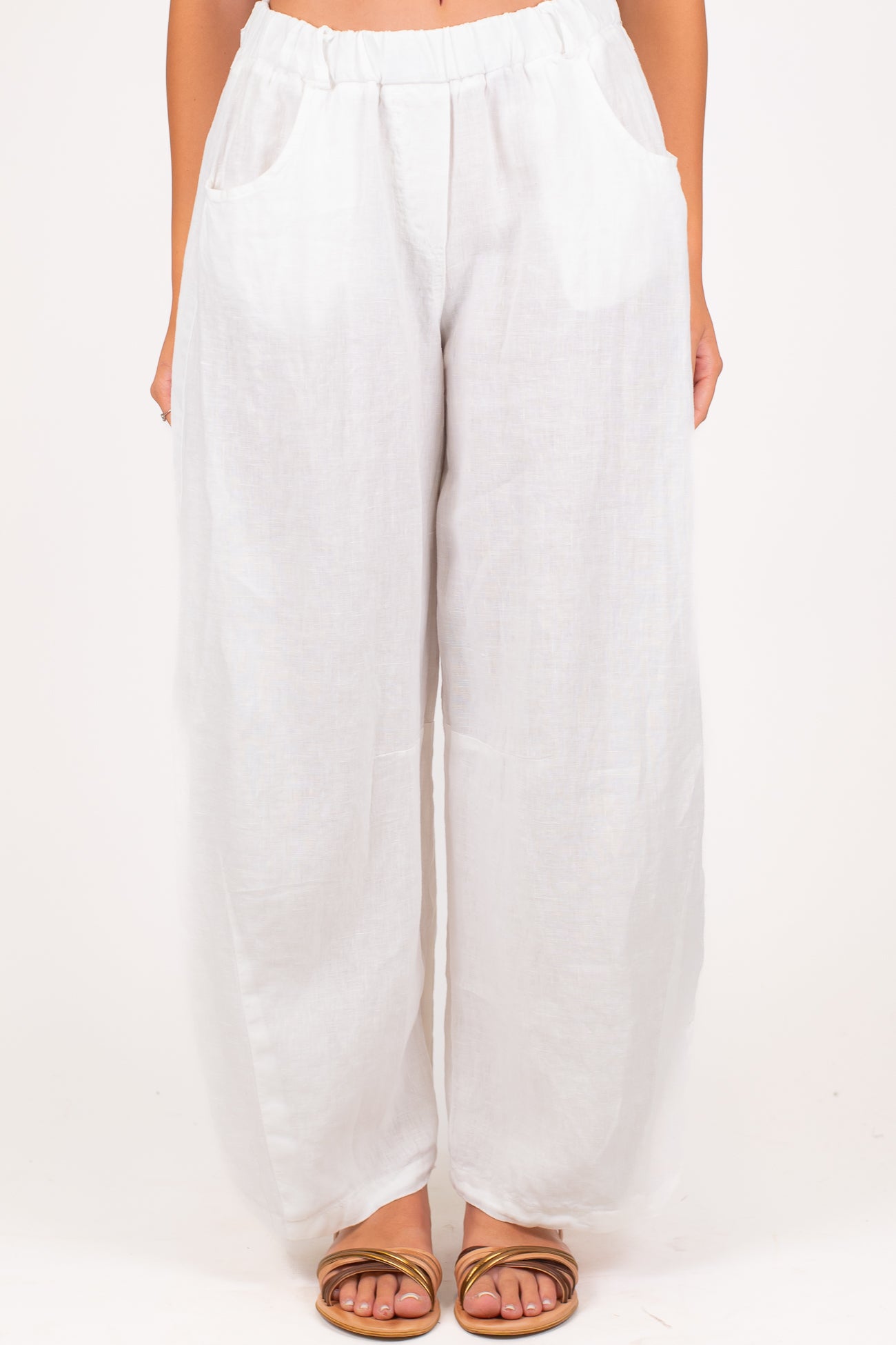 Motel - Pantalone balloon in puro lino con elastico in vita