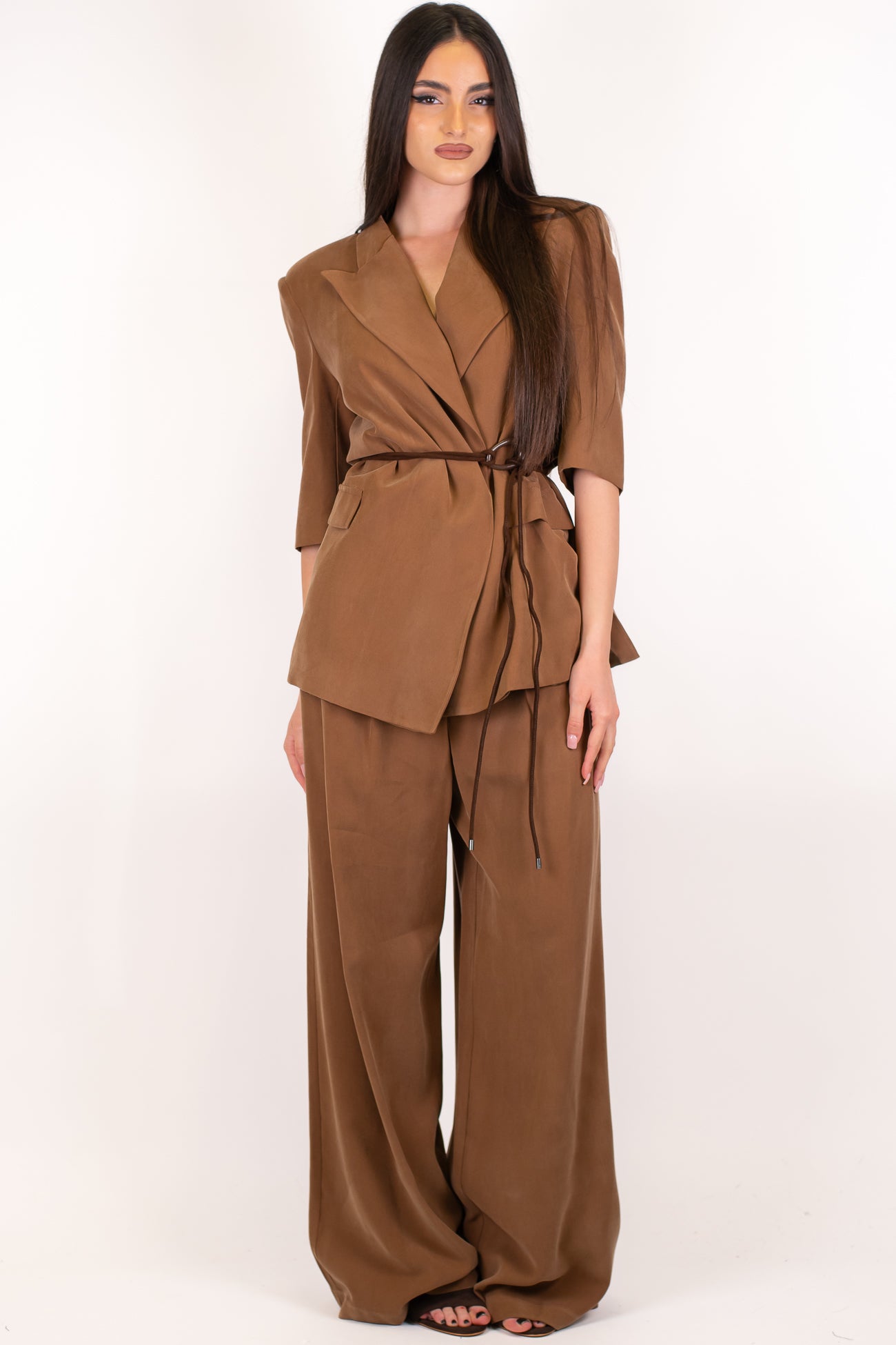 Haveone - Pantalone palazzo con pinces in viscosa