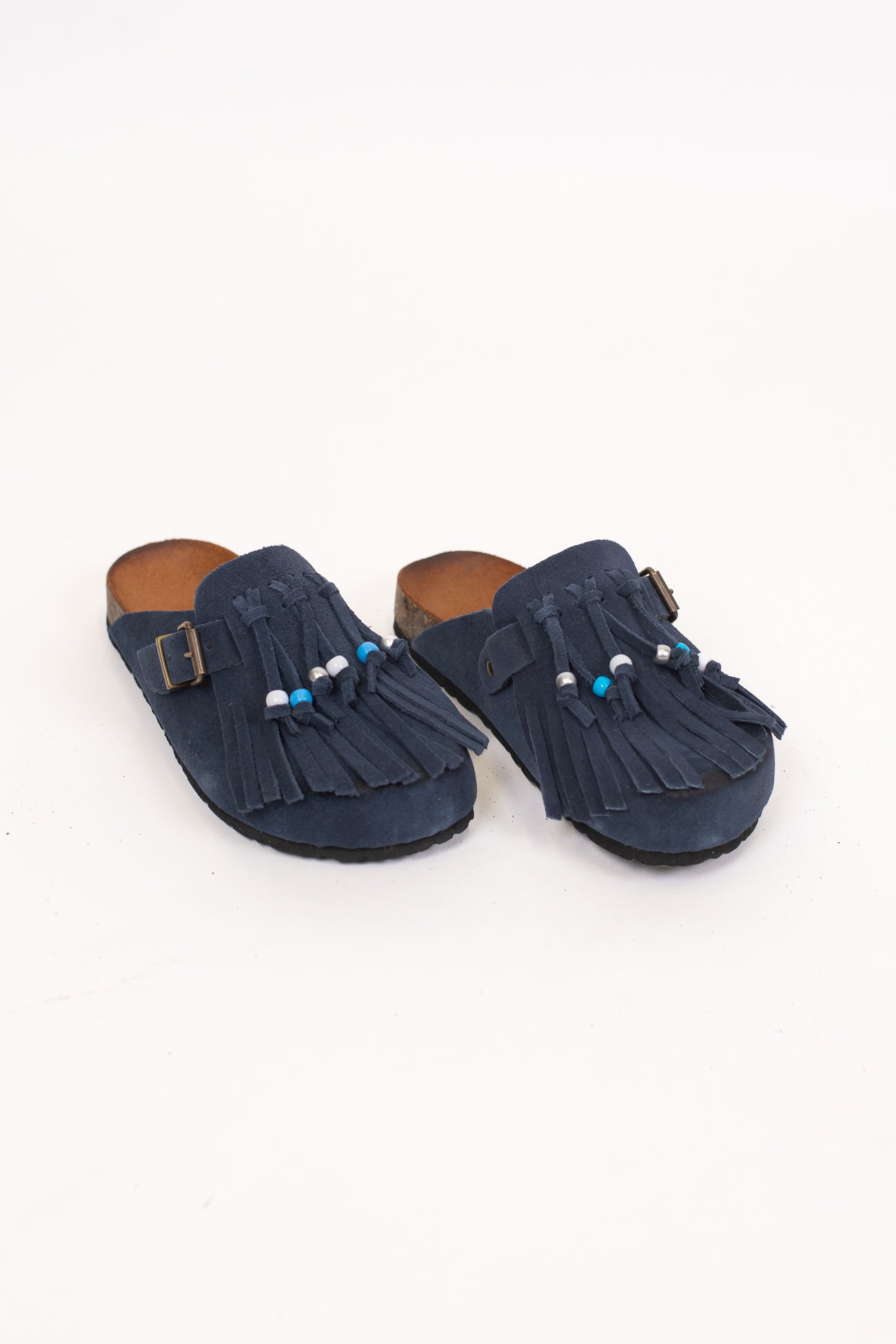 Ovyé - Mules in suede con frange e perline