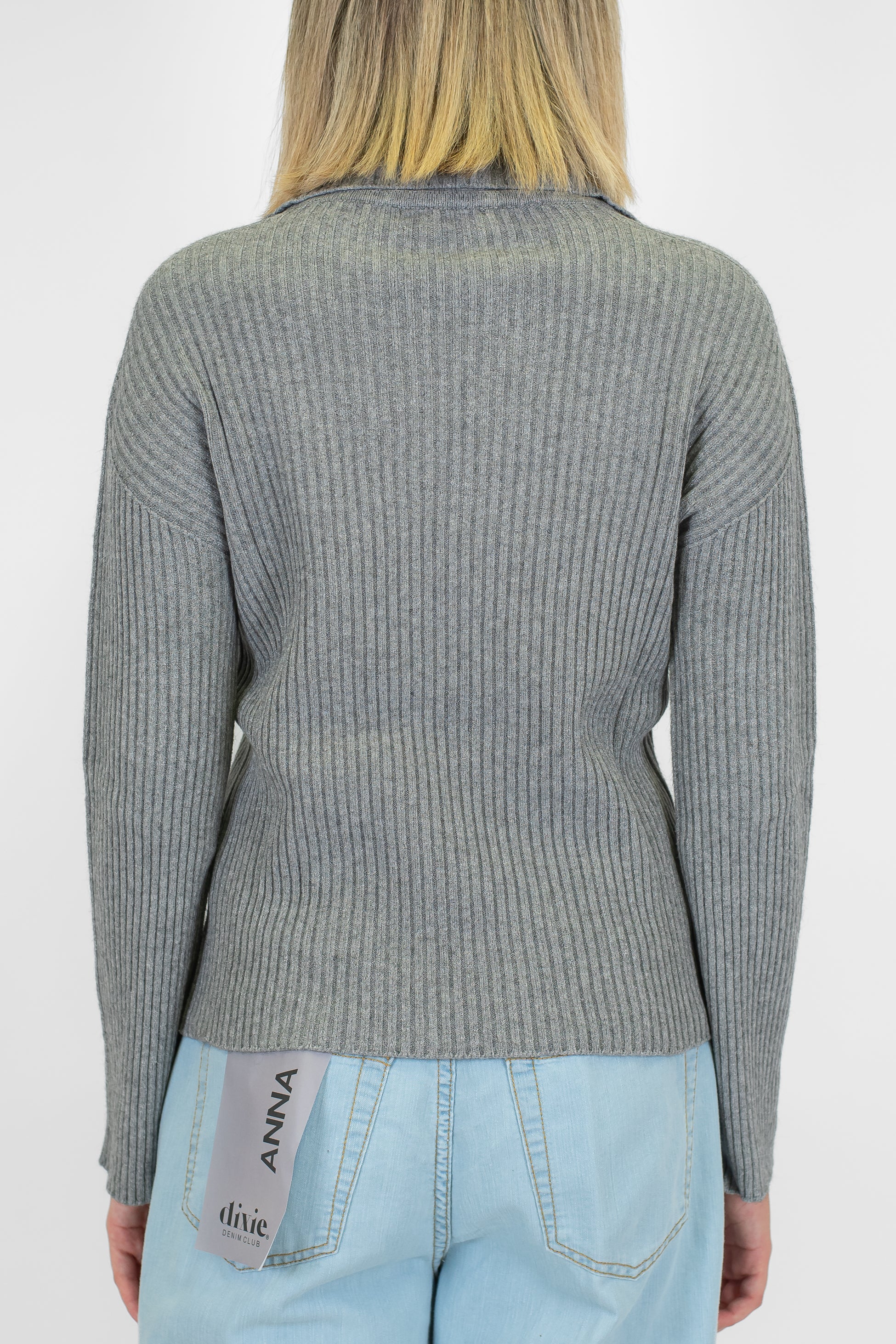 Kontatto - Polo in maglia scollo a V a coste