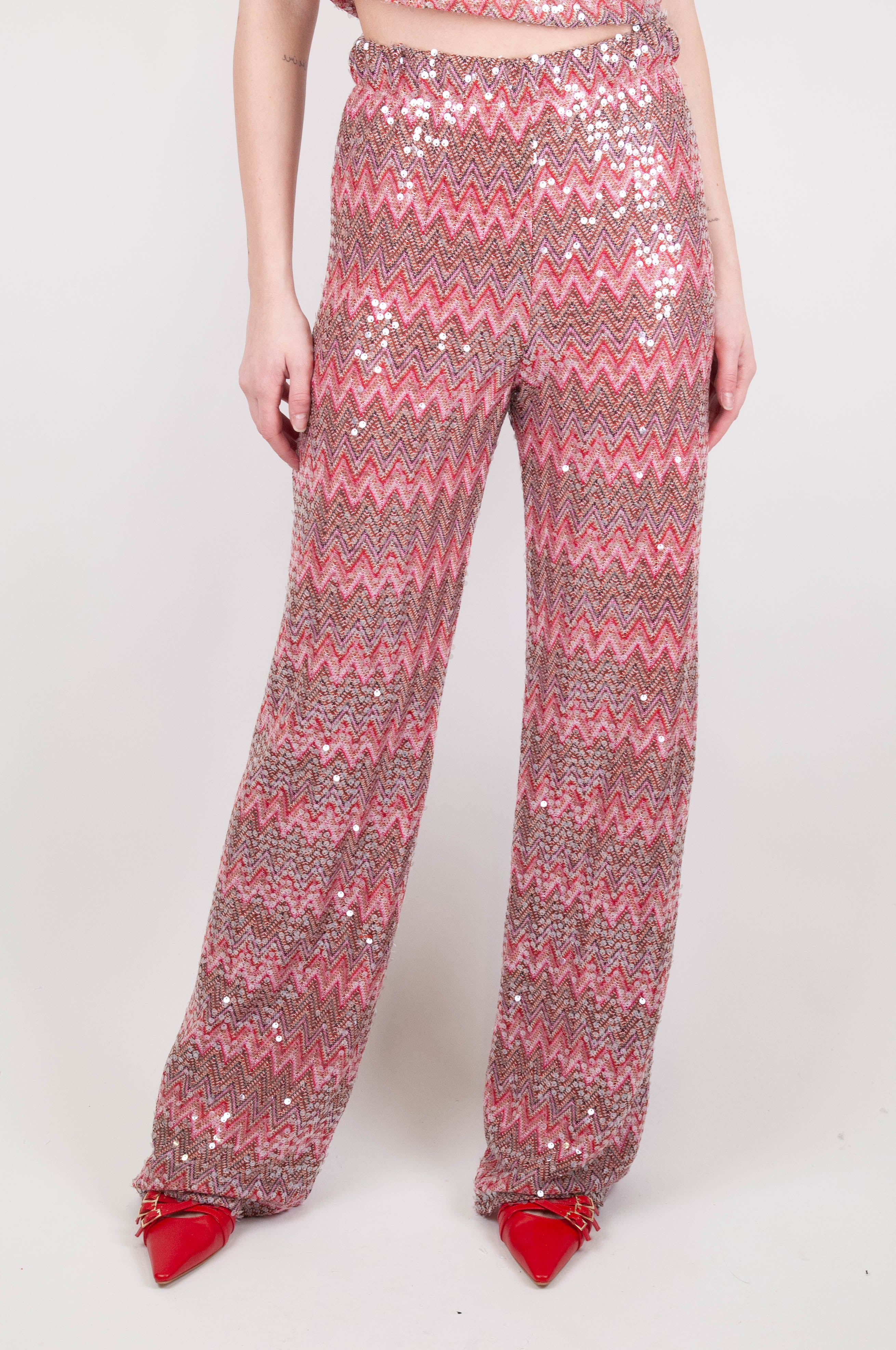 Haveone - Zig zag patterned sequin trousers