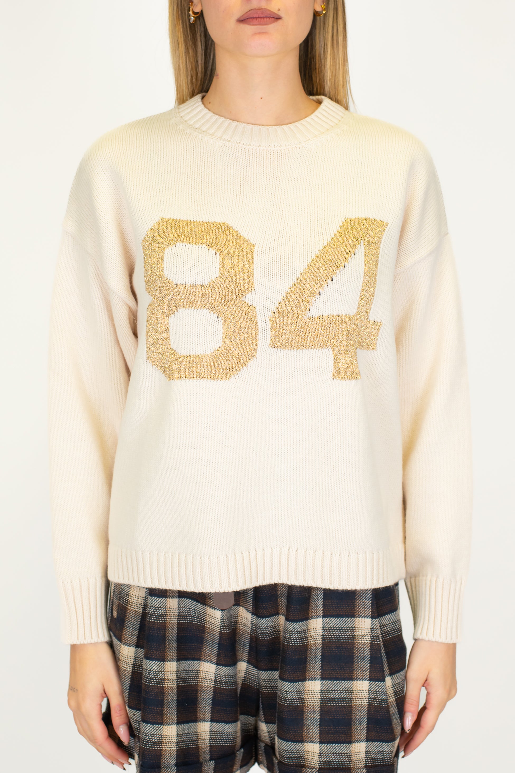 Motel - Maglia girocollo in misto lana con numero a contrasto