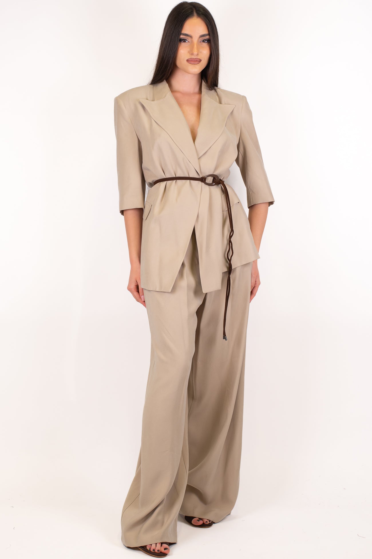 Haveone - Pantalone palazzo con pinces in viscosa
