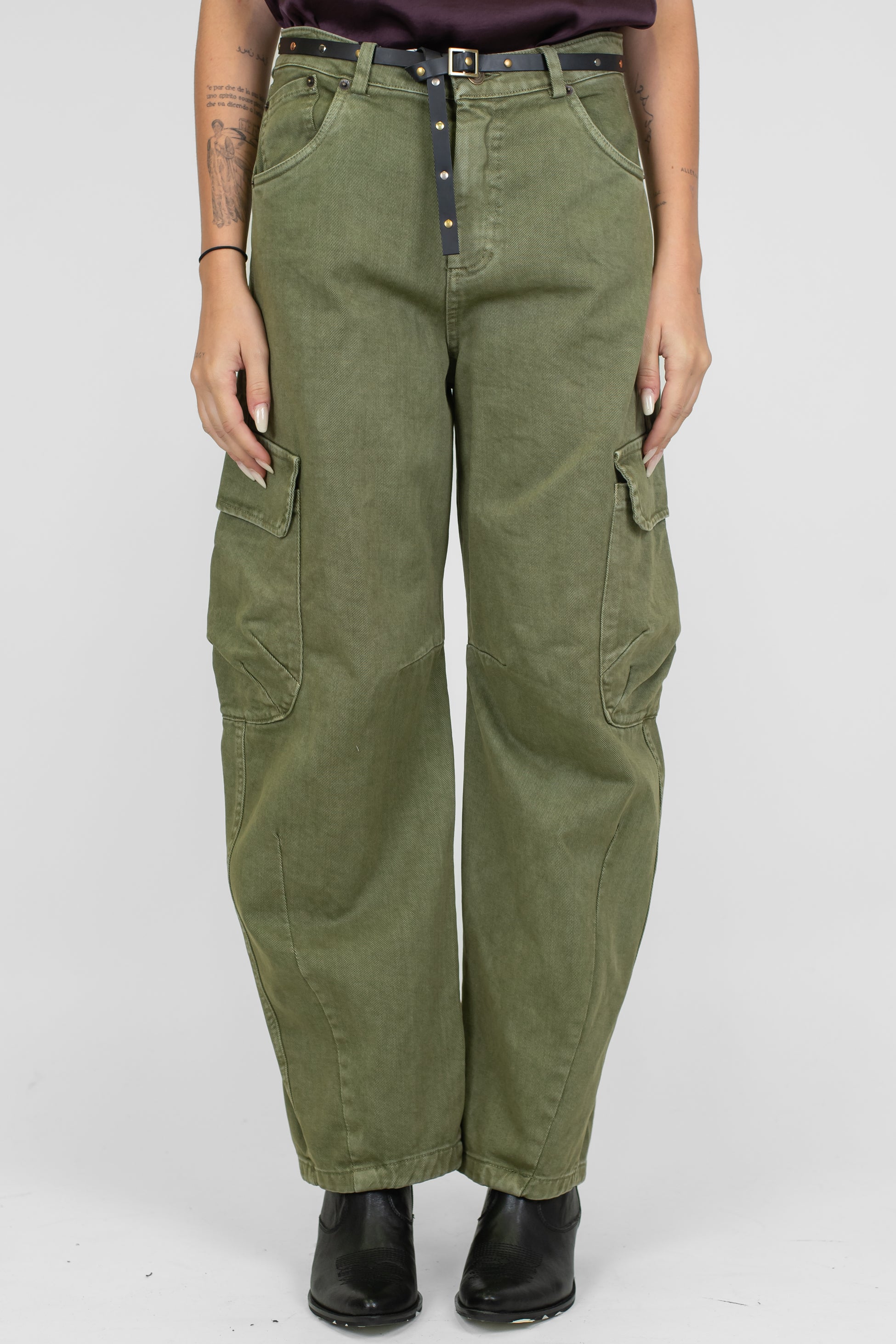 Tensione in - Pantalone cargo in denim colorato