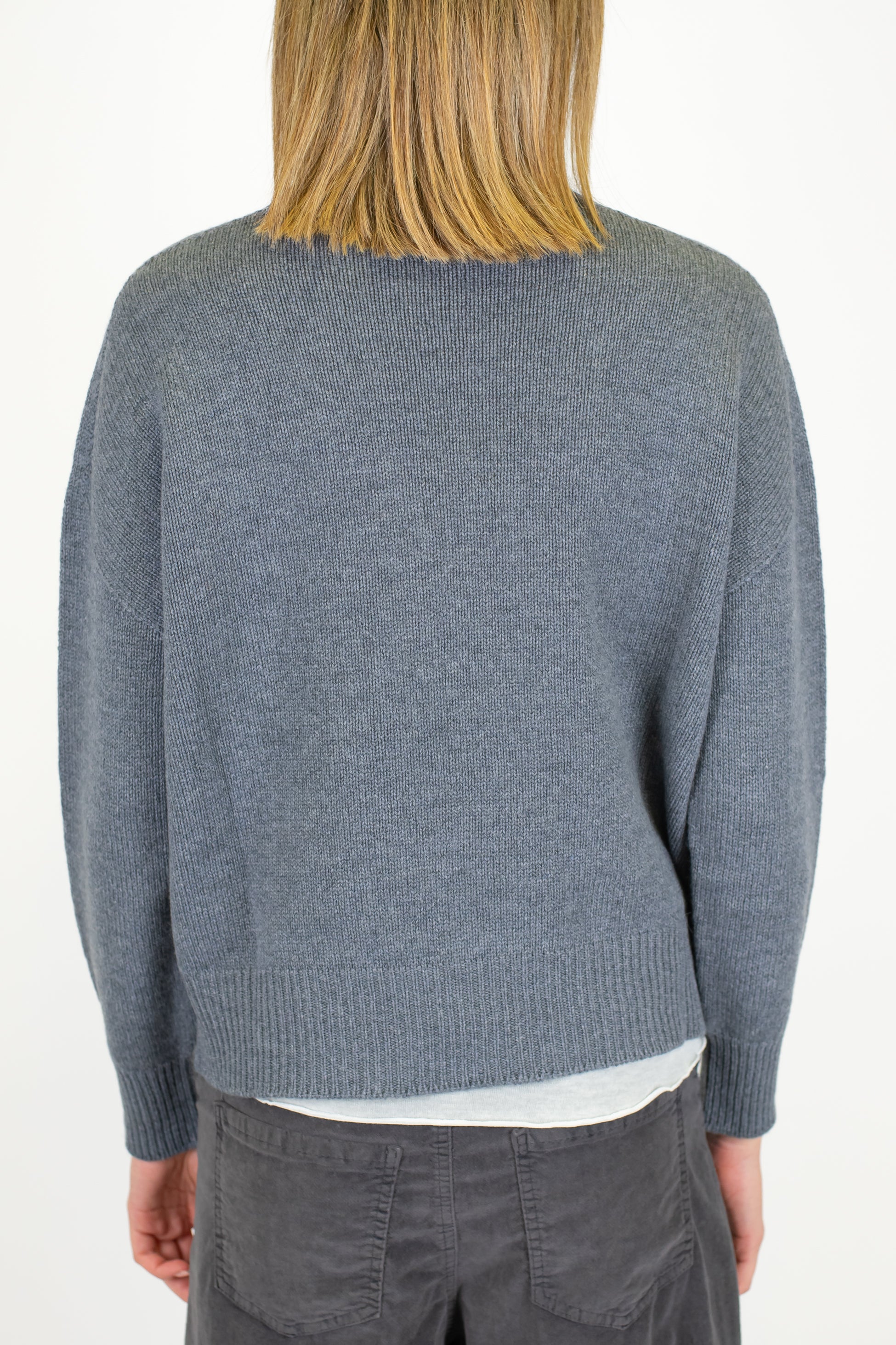 Tensione in - Maglia a scatola a costine in lana e cashmere