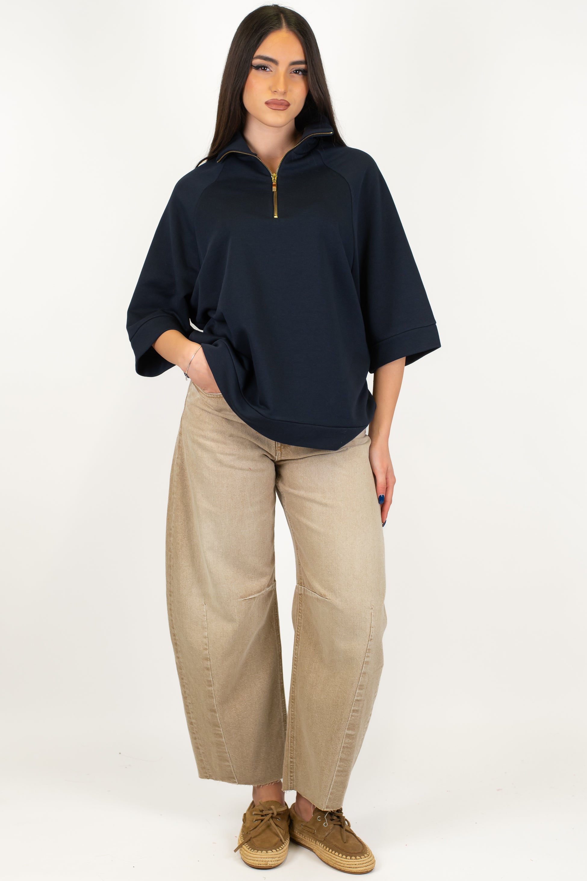 Haveone - Pantalone balloon in denim colorato modello Barbara