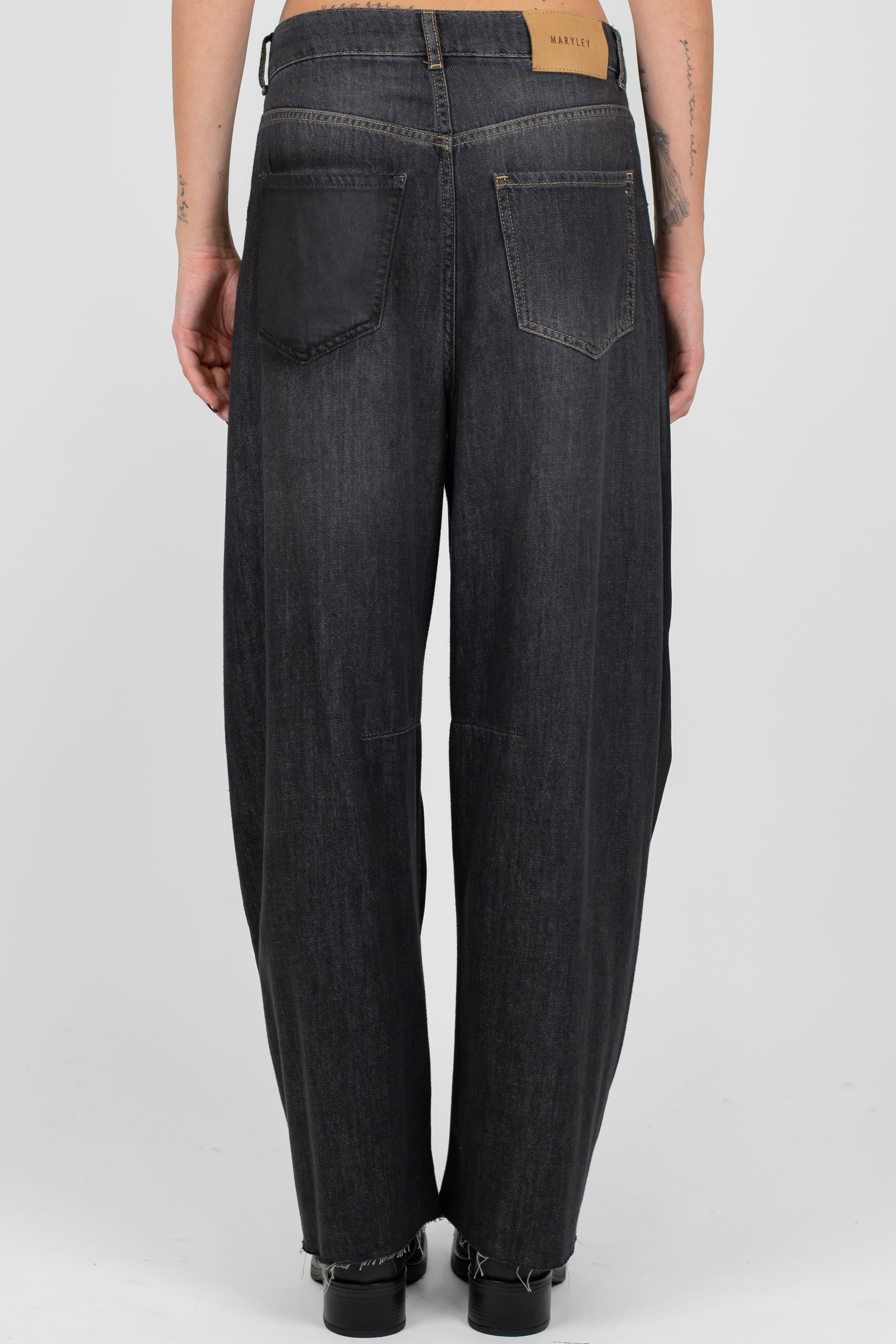 Maryley - Jeans balloon con fronte e tasche spalmate