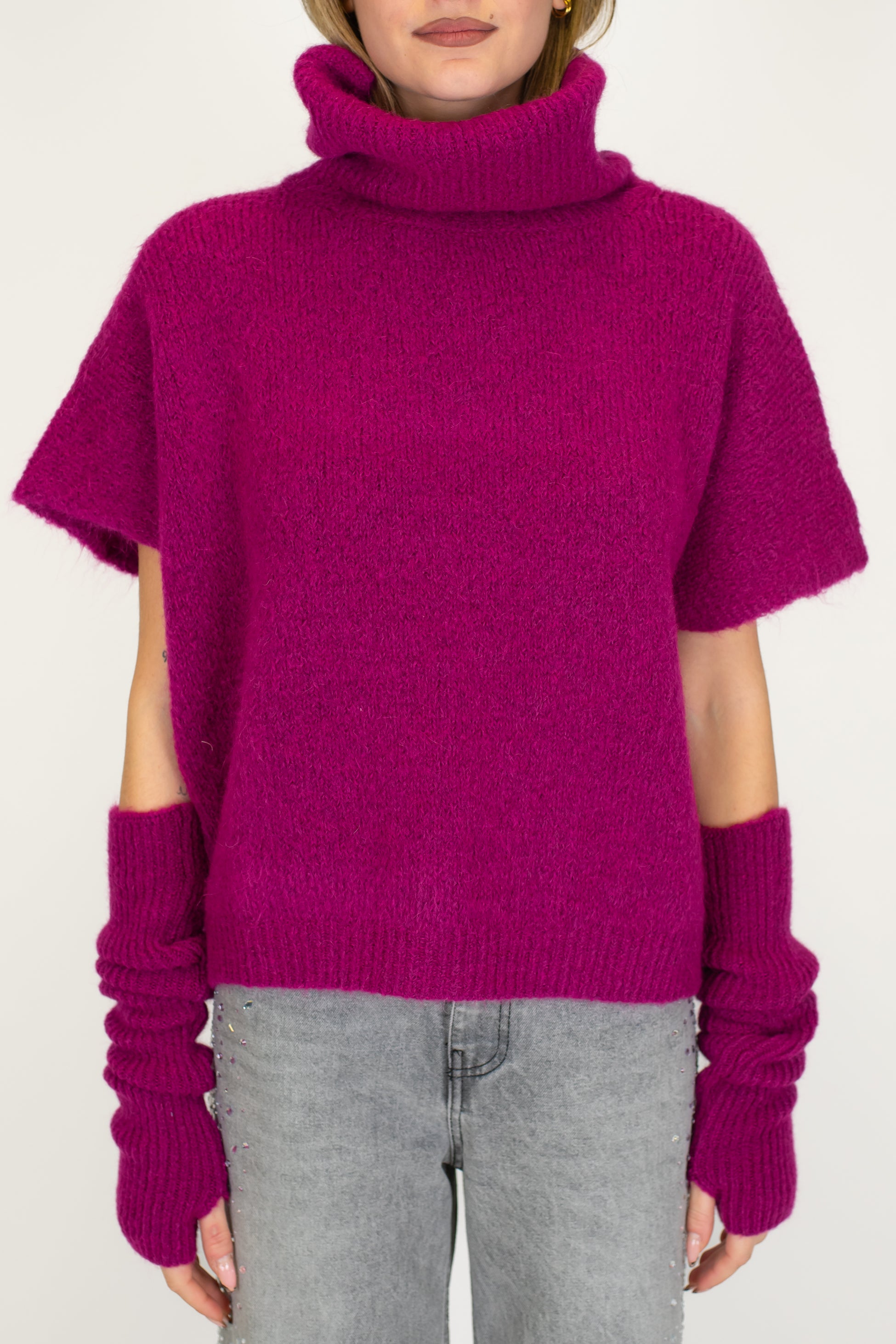 Motel - Dolcevita in misto lana con manicotti