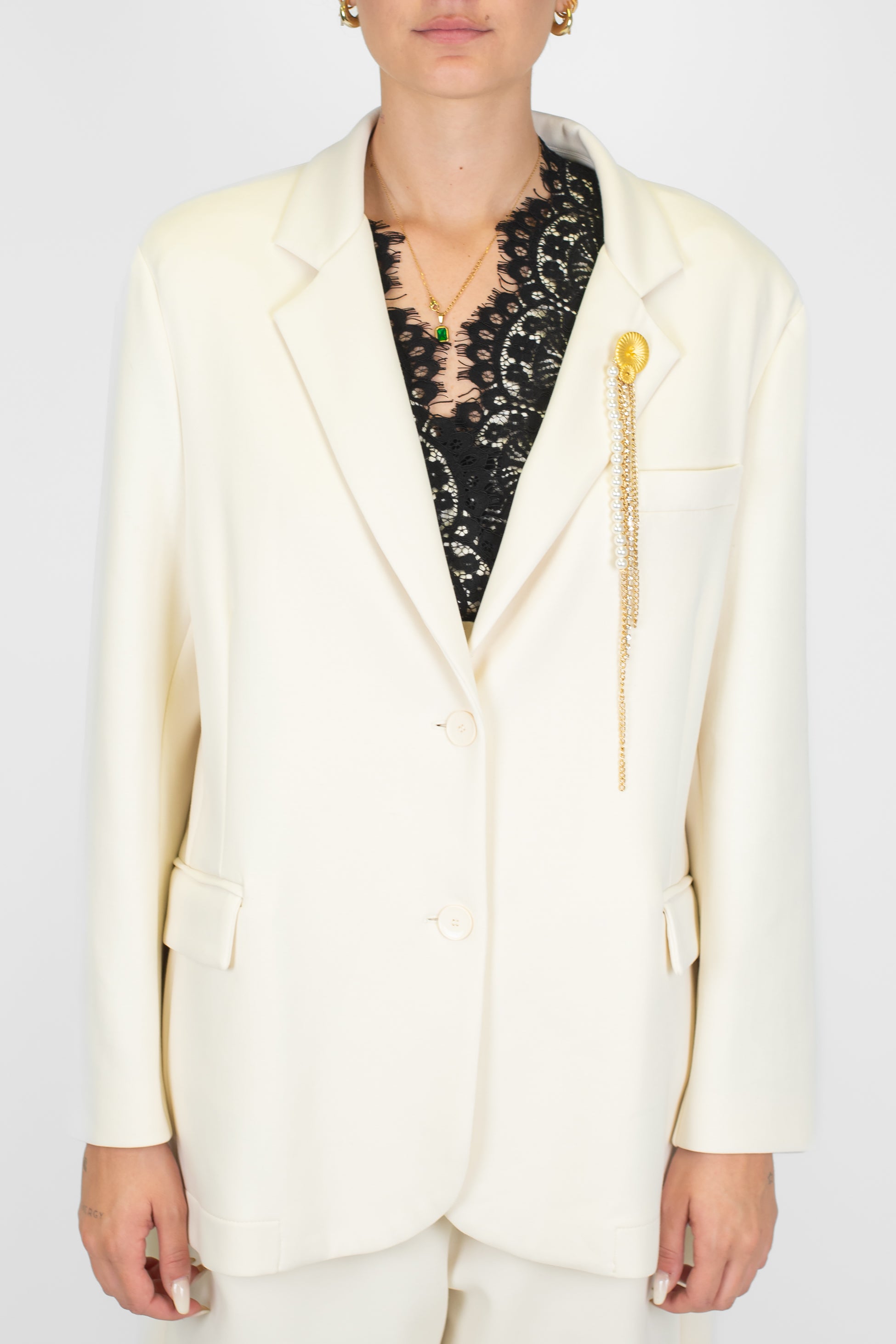 Motel - Giacca monopetto tinta unita con spilla