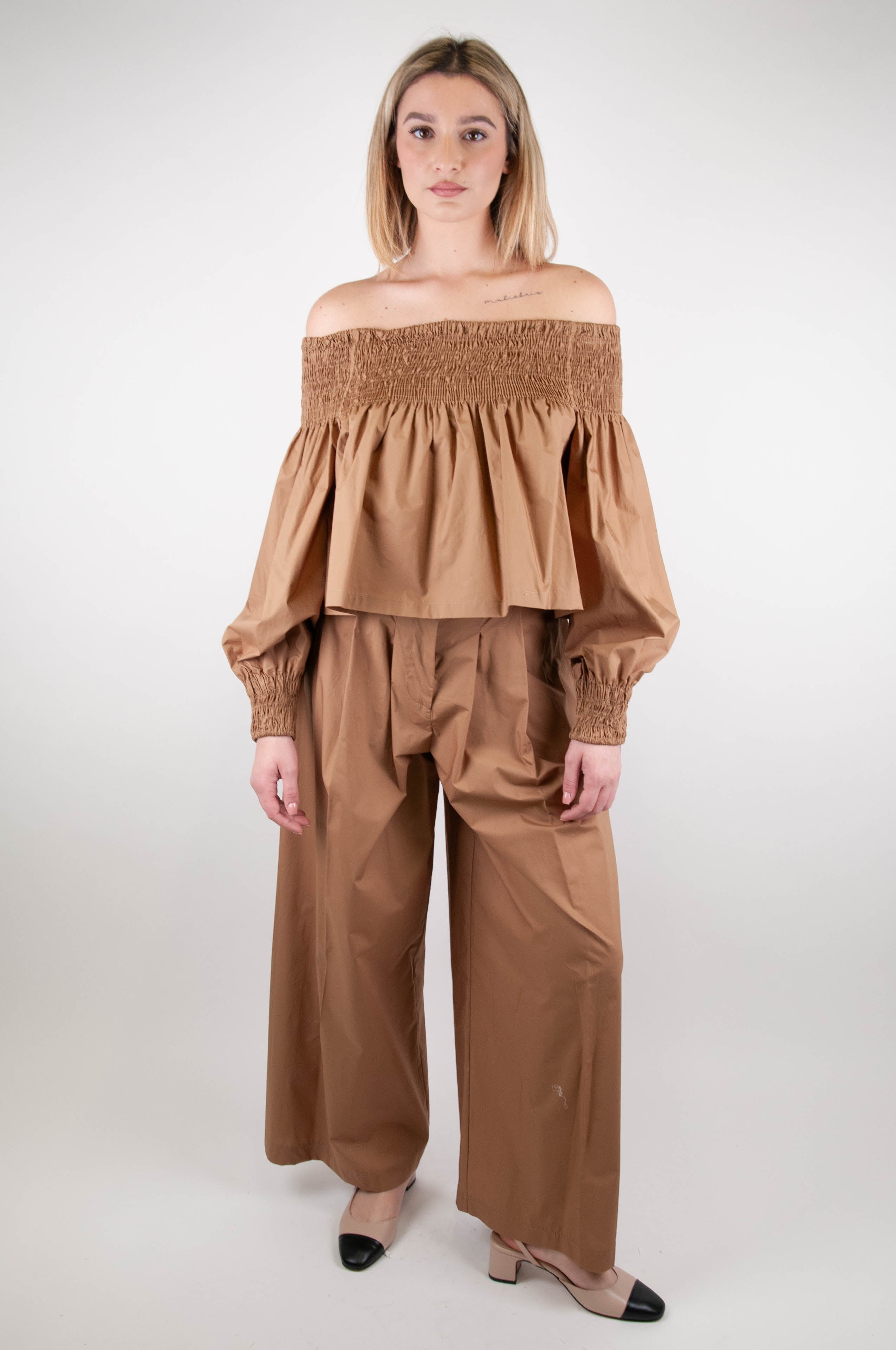 Dixie - Palazzo trousers with pleats in light cotton