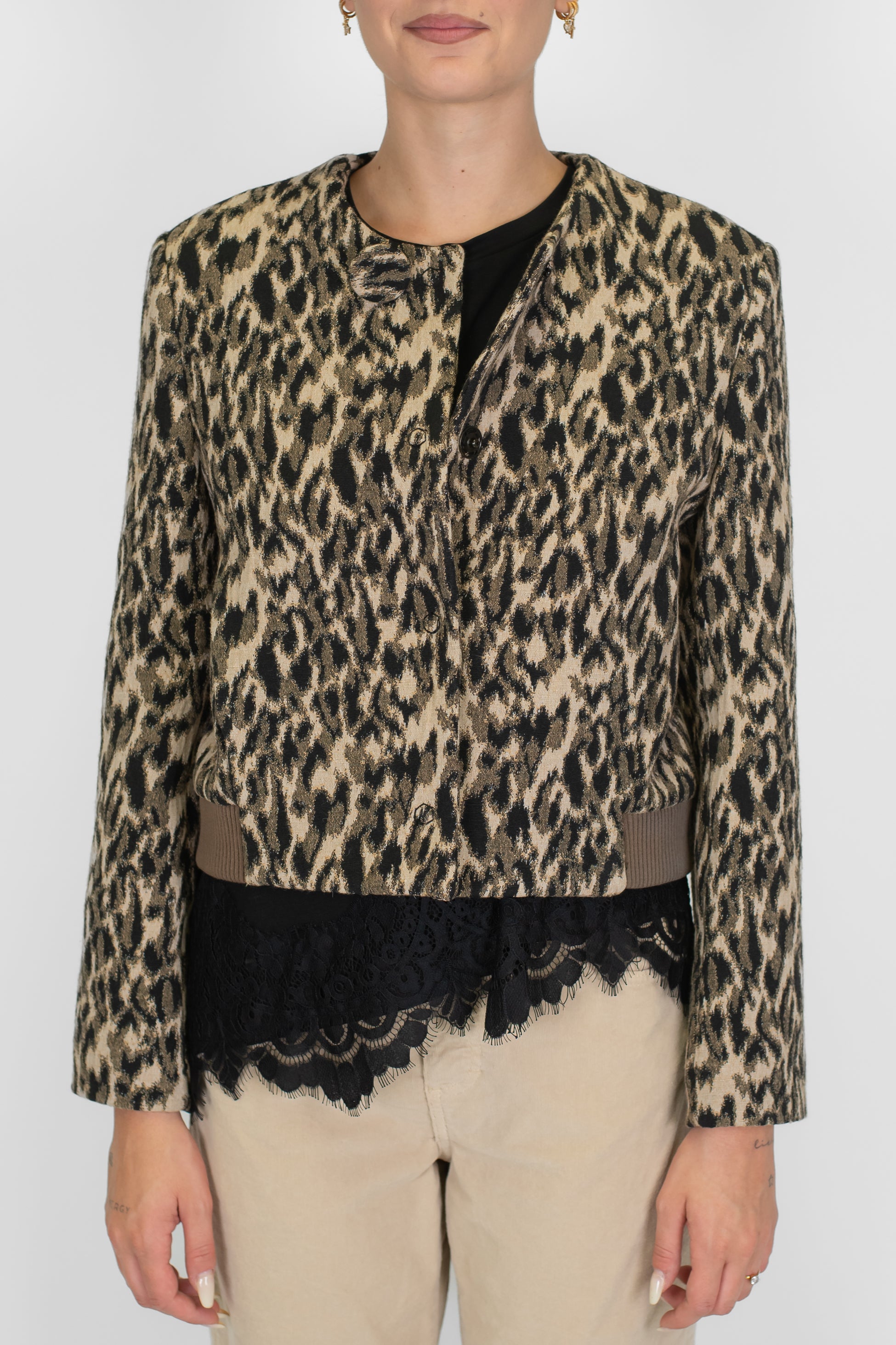Maryley - Giacca crop fantasia animalier
