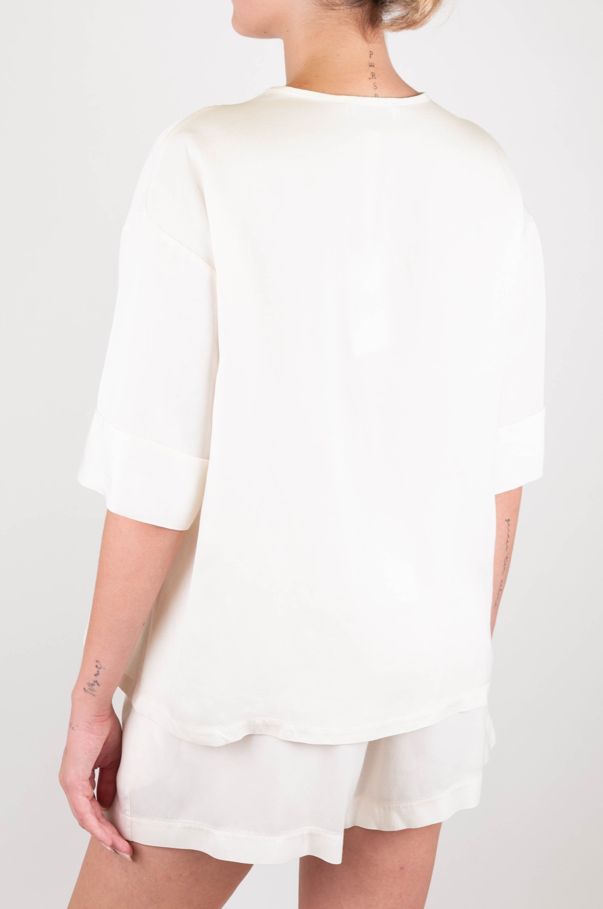 Haveone - Blusa scollo a V in misto lino