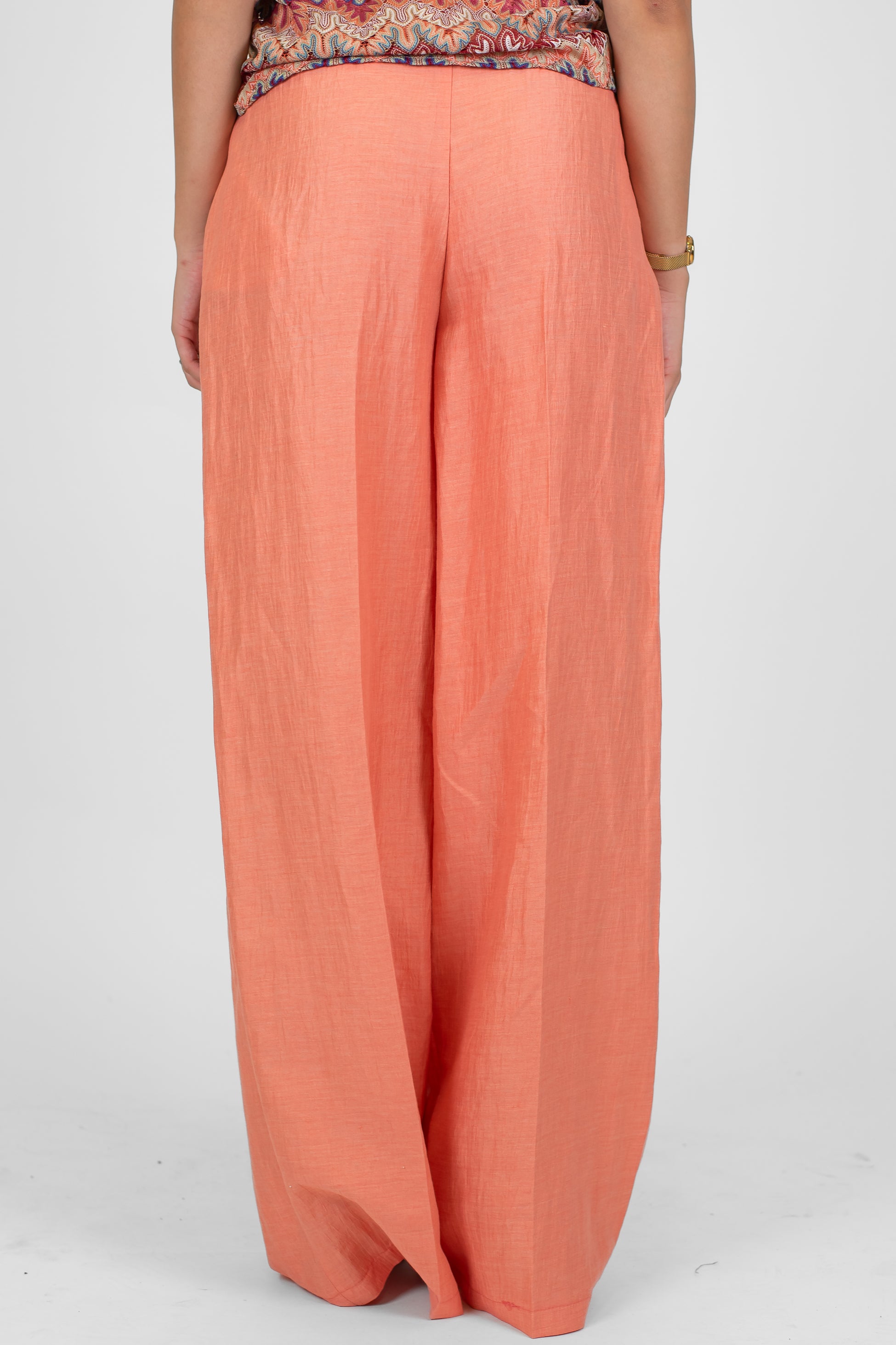 Tensione in - Pantalone palazzo in lino con pinces