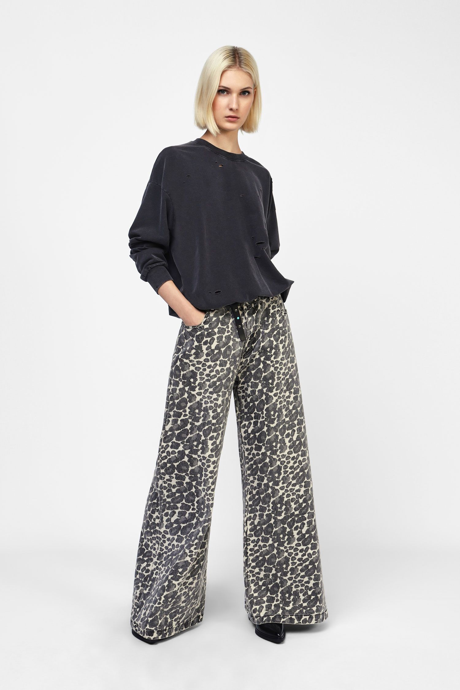 Dixie - Pantalone palazzo fantasia animalier